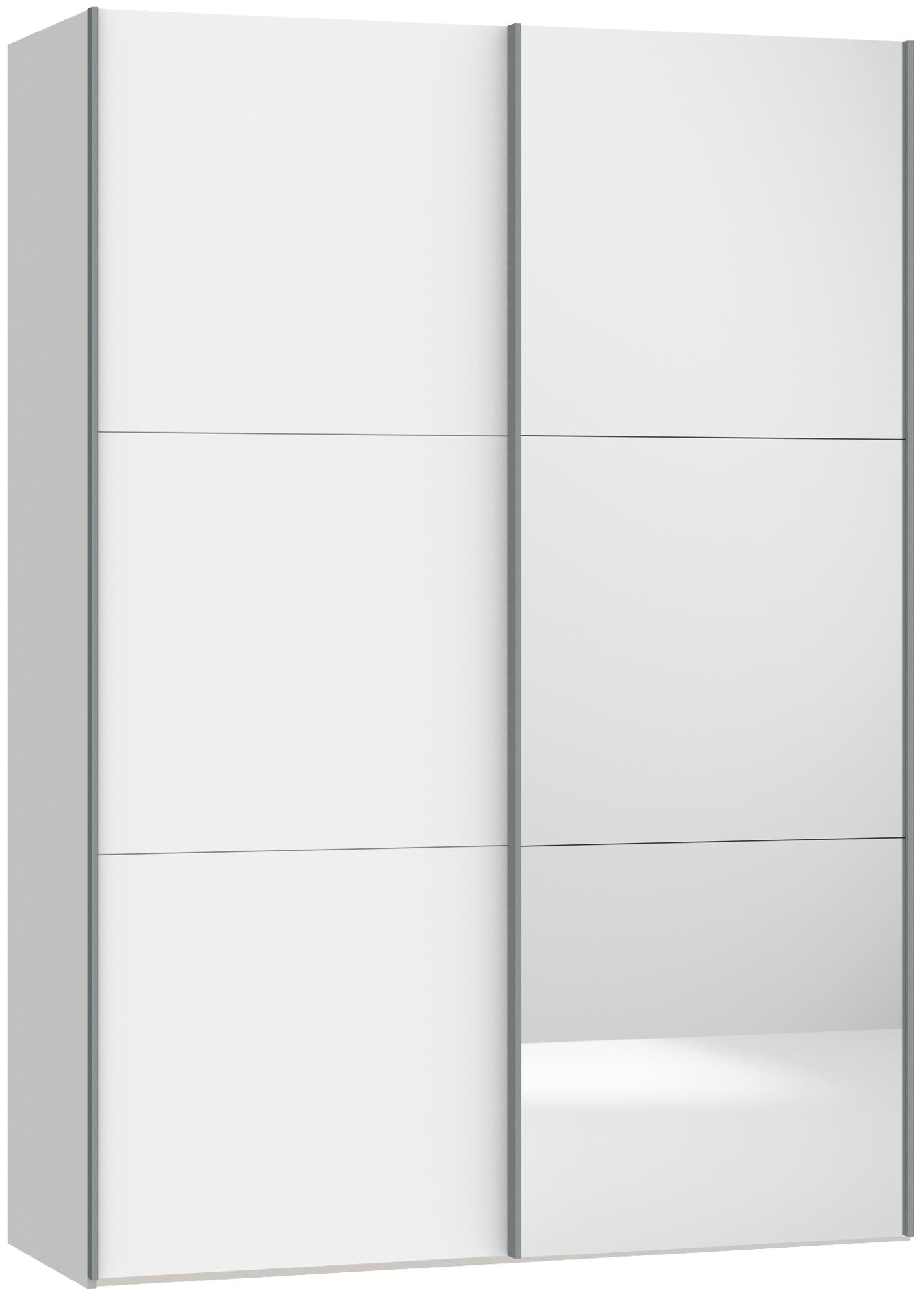Stilvoller Jutzler Schrank in Weiß mit Spiegel und Zubehör-Set.