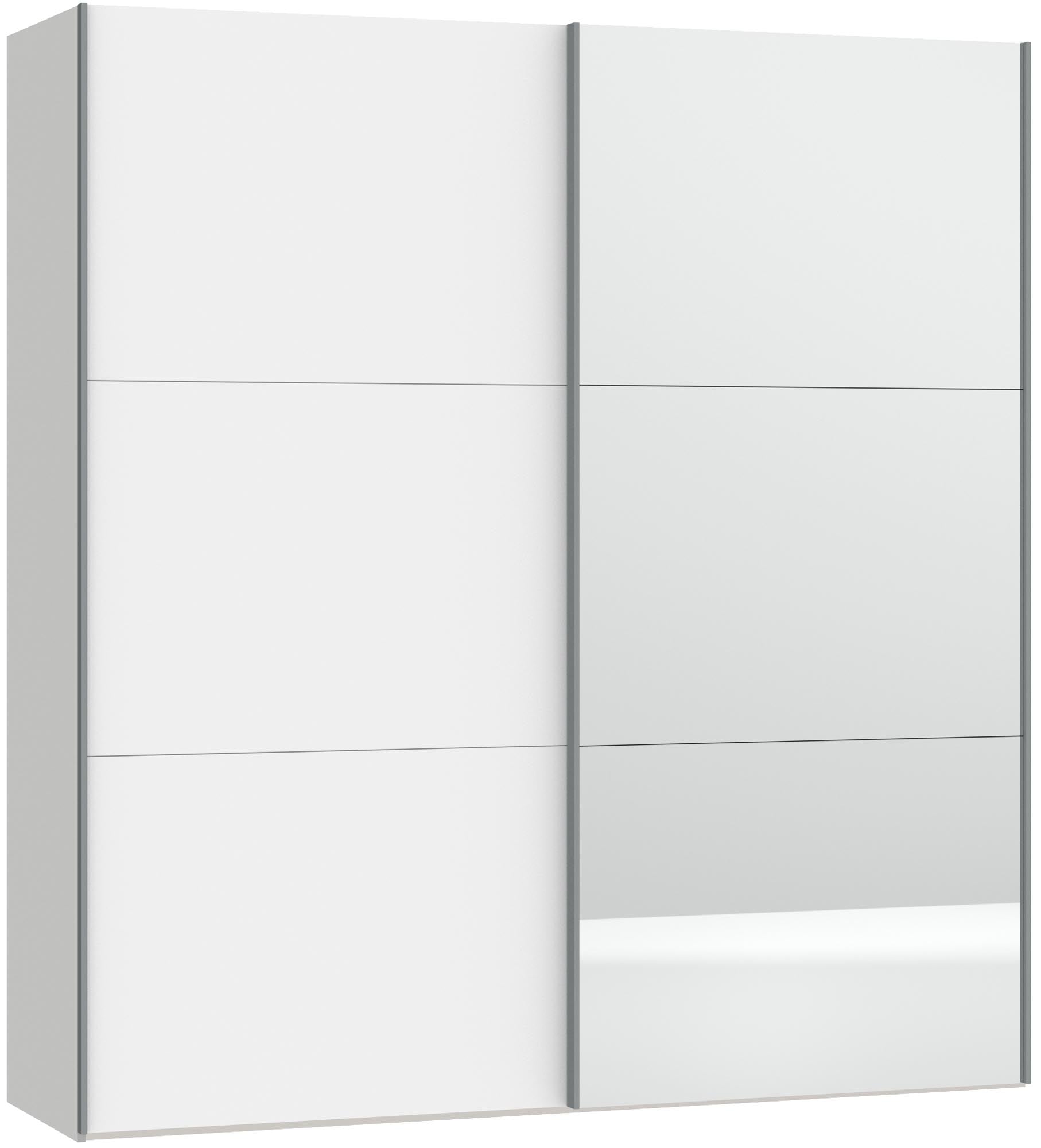 Jutzler Schwebetürenschrank: Premiumweiß mit Spiegel für modernes Wohnen.