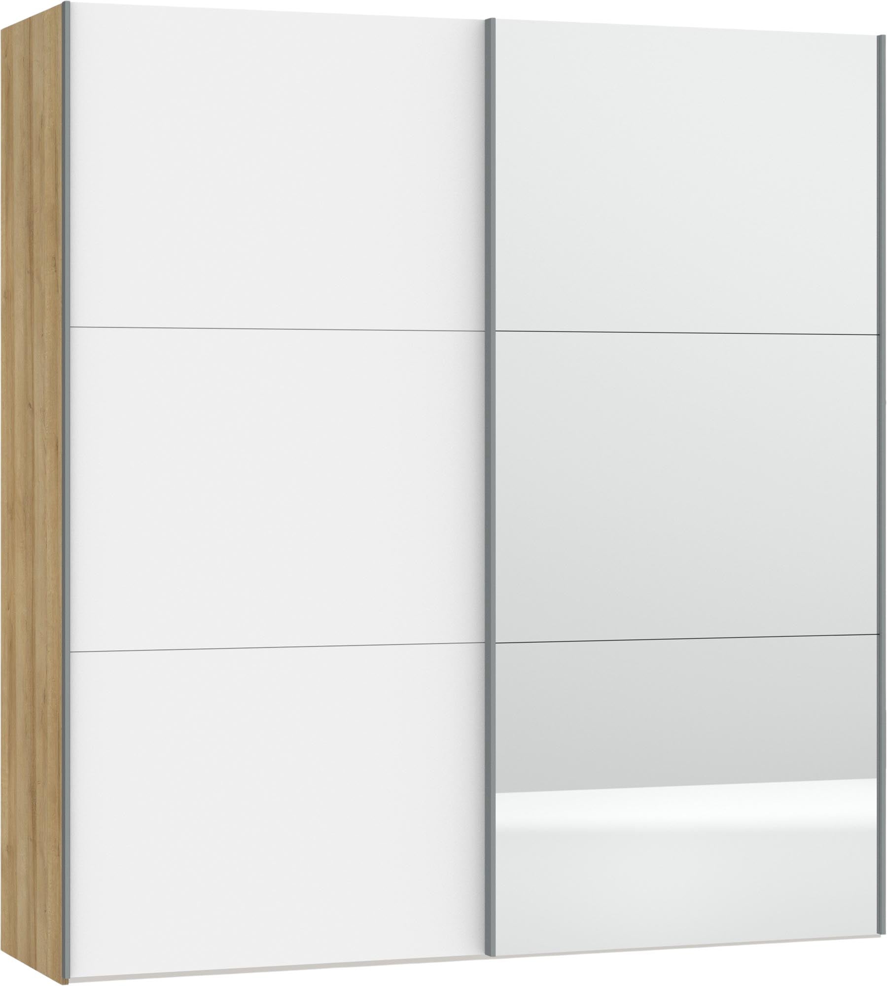 Jutzler Schwebetürenschrank: Premiumweiß mit Spiegel für modernes Wohnen.