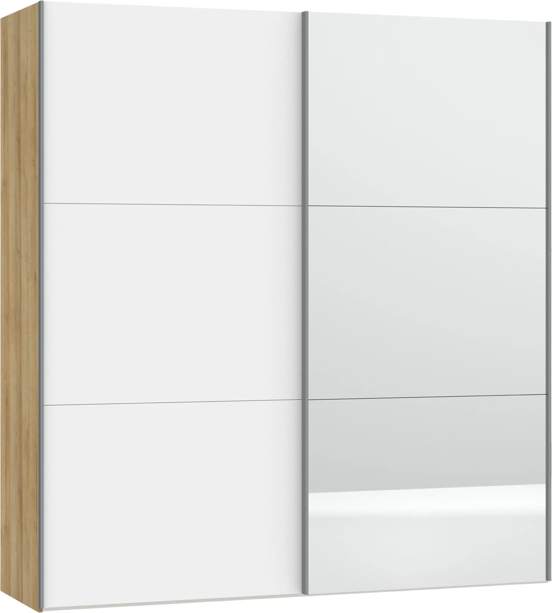Jutzler Schwebetürenschrank: Premiumweiß mit Spiegel für modernes Wohnen.