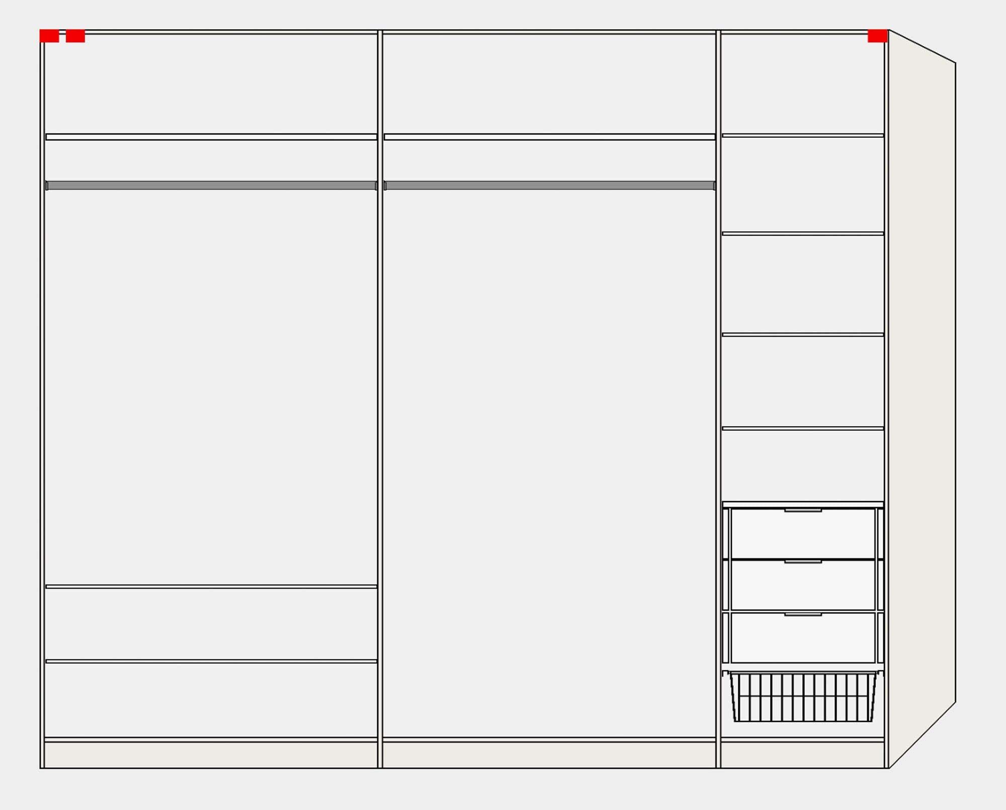 Stilvoller Jutzler Schwebetürenschrank in Weiß mit Spiegelzubehör.