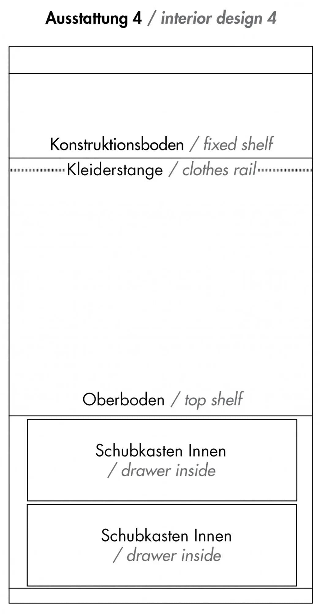 Eleganter FLAI Schrank 2-türig mit vielseitiger Innenausstattung.