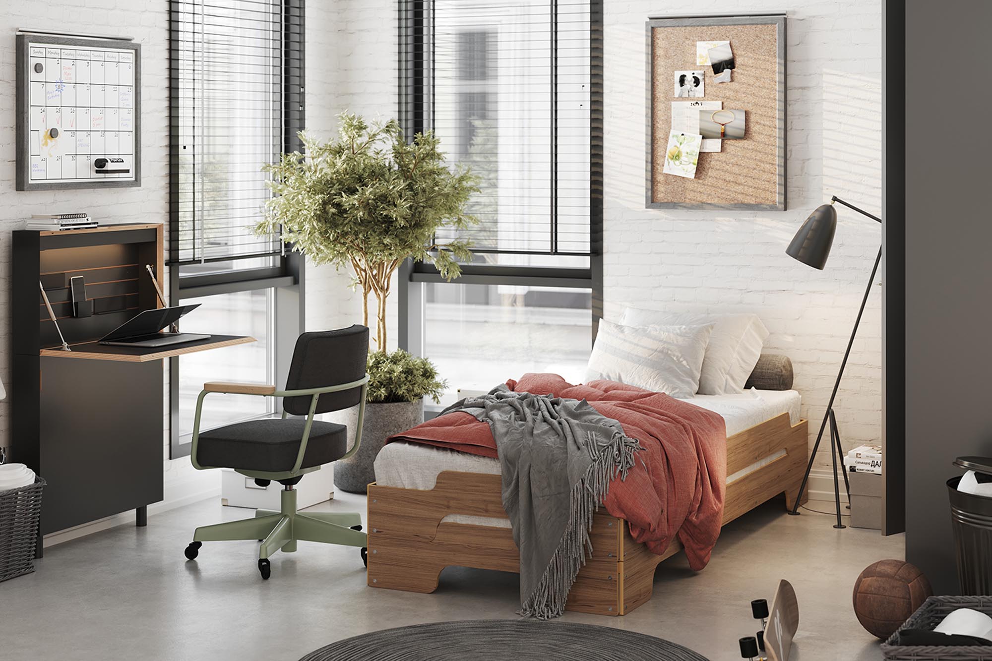 Kompakter Flatmate Sekretär mit Technikpaket für effizientes Arbeiten.