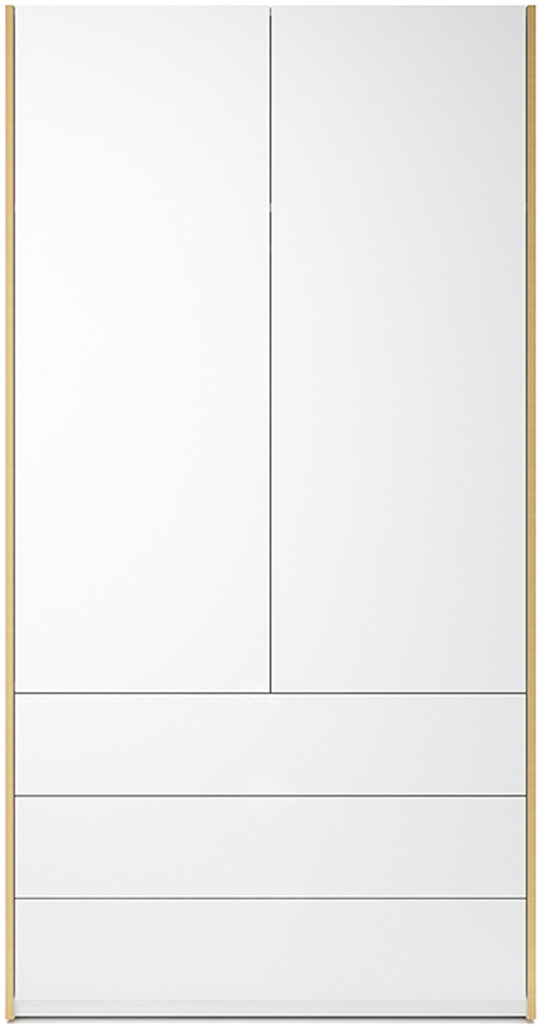Modular Plus V1 3 Schubladen in Weiss / Holzkante präsentiert im Onlineshop von KAQTU Design AG. Drehtürenschrank ist von Müller Möbelwerkstätten