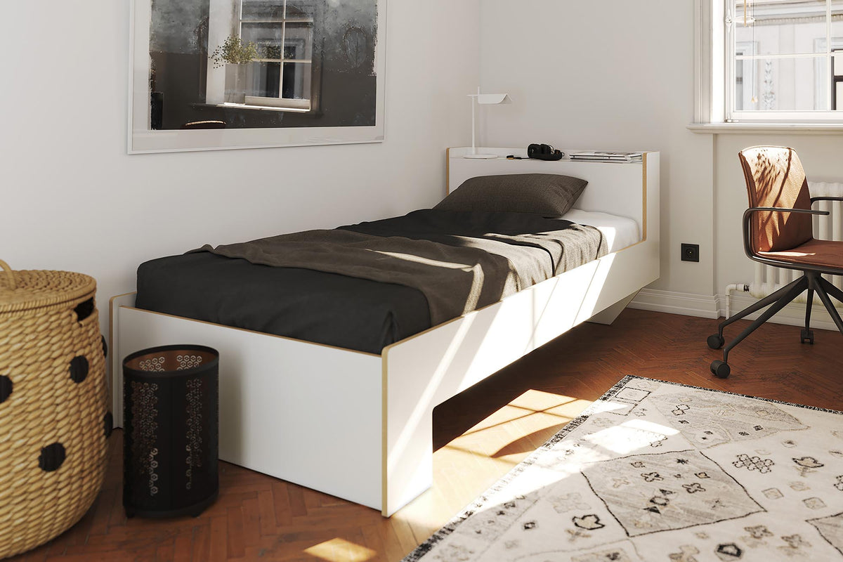 NOOK Einzelbett mit Lattenrost Starr in Weiss / Birke präsentiert im Onlineshop von KAQTU Design AG. Bett ist von Müller Möbelwerkstätten