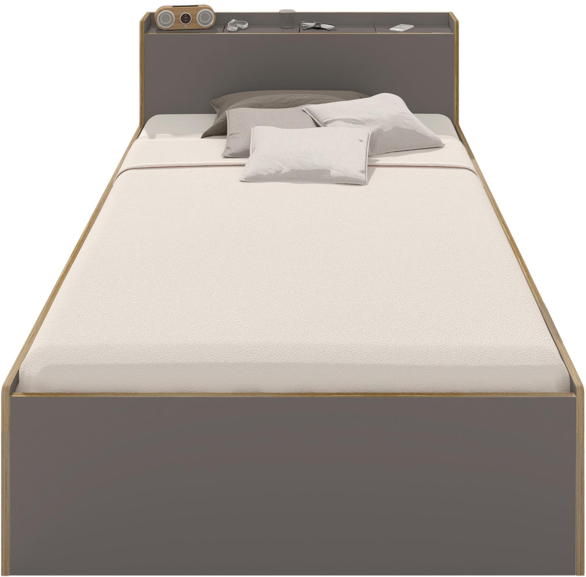 NOOK Einzelbett mit Lattenrost Starr in Anthrazit / Birke präsentiert im Onlineshop von KAQTU Design AG. Bett ist von Müller Möbelwerkstätten