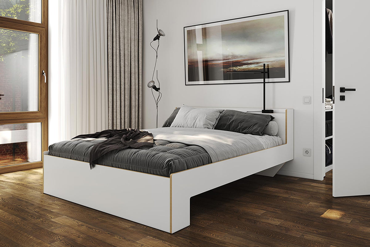 NOOK Doppelbett mit Lattenrost Starr in Weiss / Birke präsentiert im Onlineshop von KAQTU Design AG. Bett ist von Müller Möbelwerkstätten