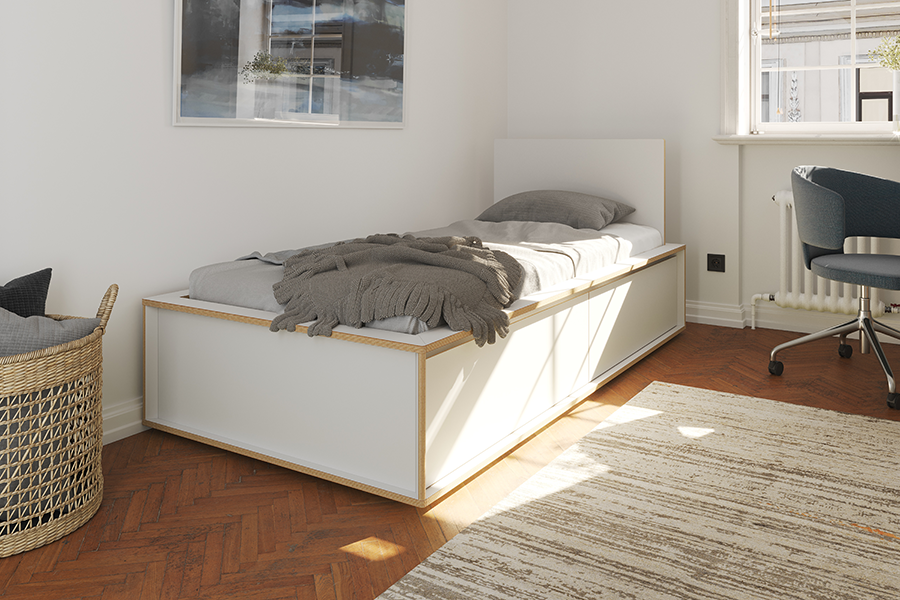 SPAZE Bett mit Kopfteil mit 4 Schubkästen - KAQTU Design