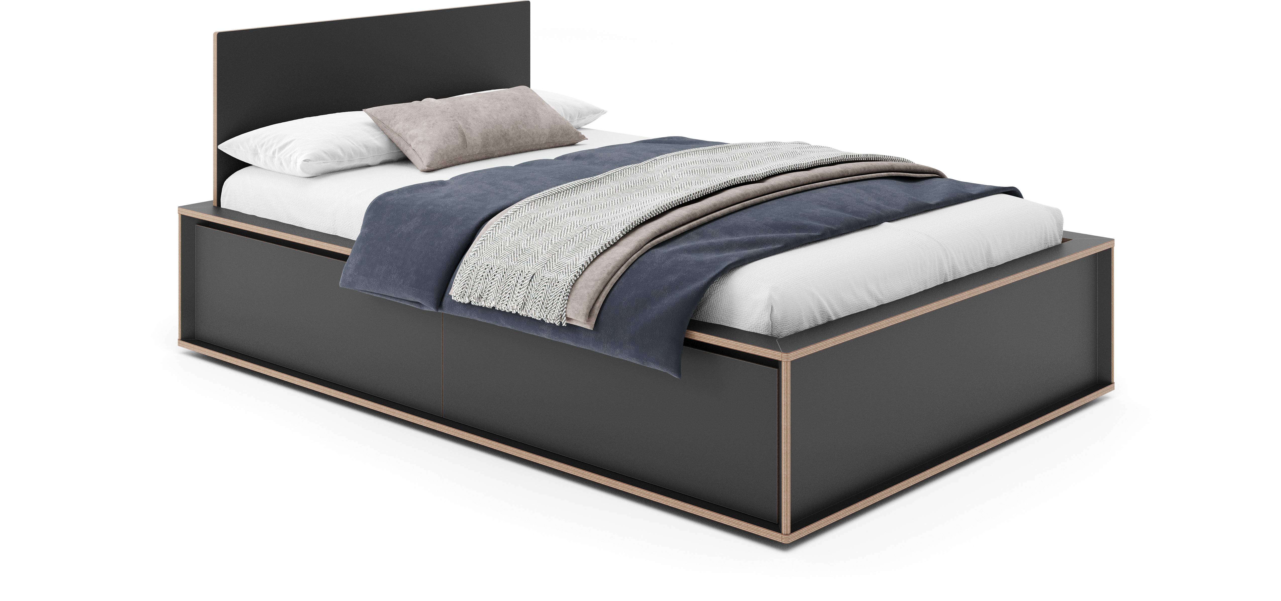 SPAZE Bett mit Kopfteil mit 3 Schubkästen - KAQTU Design