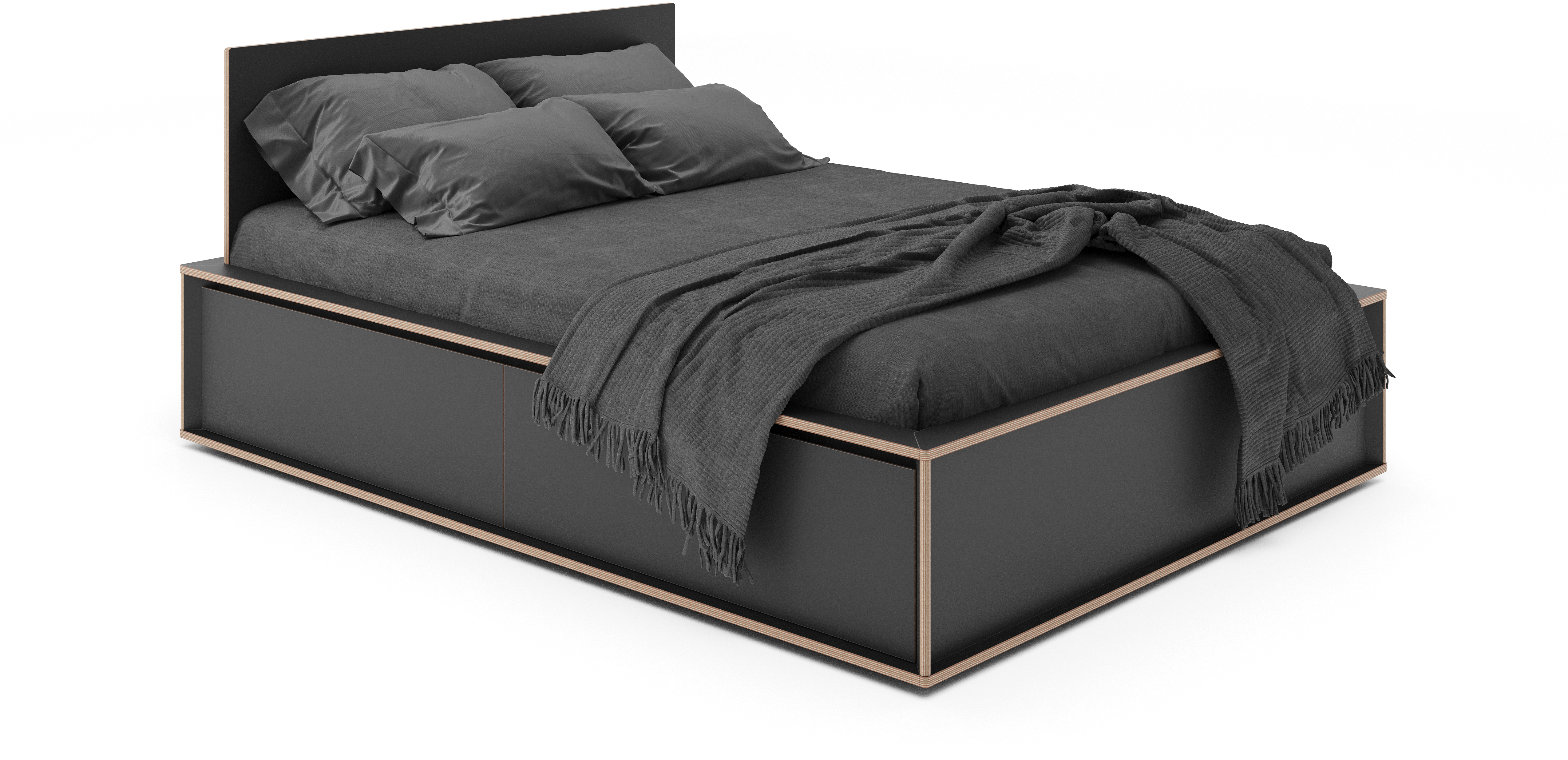 SPAZE Bett mit Kopfteil mit 3 Schubkästen - KAQTU Design