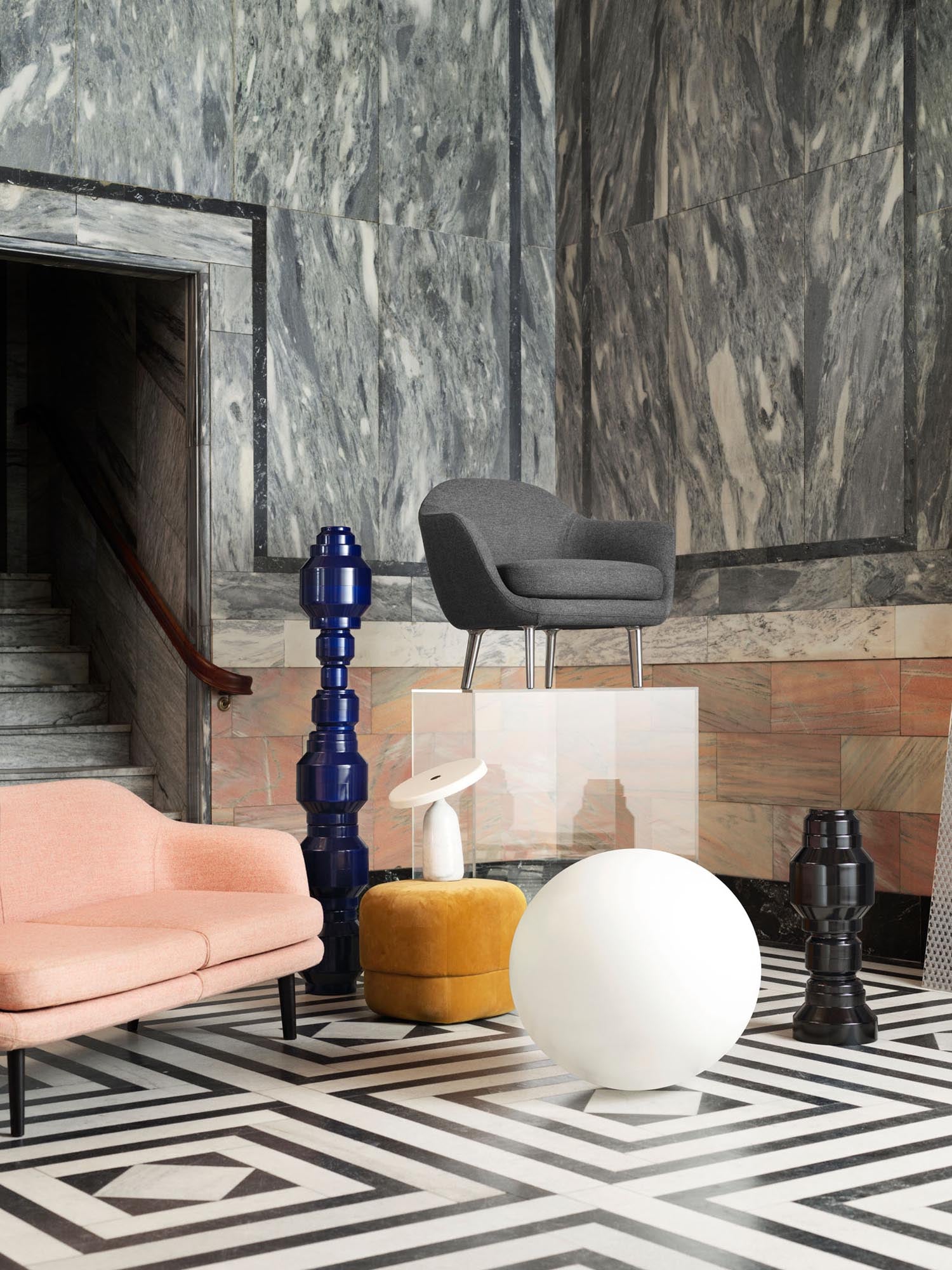 Circus Pouf Klein gelb/Velour