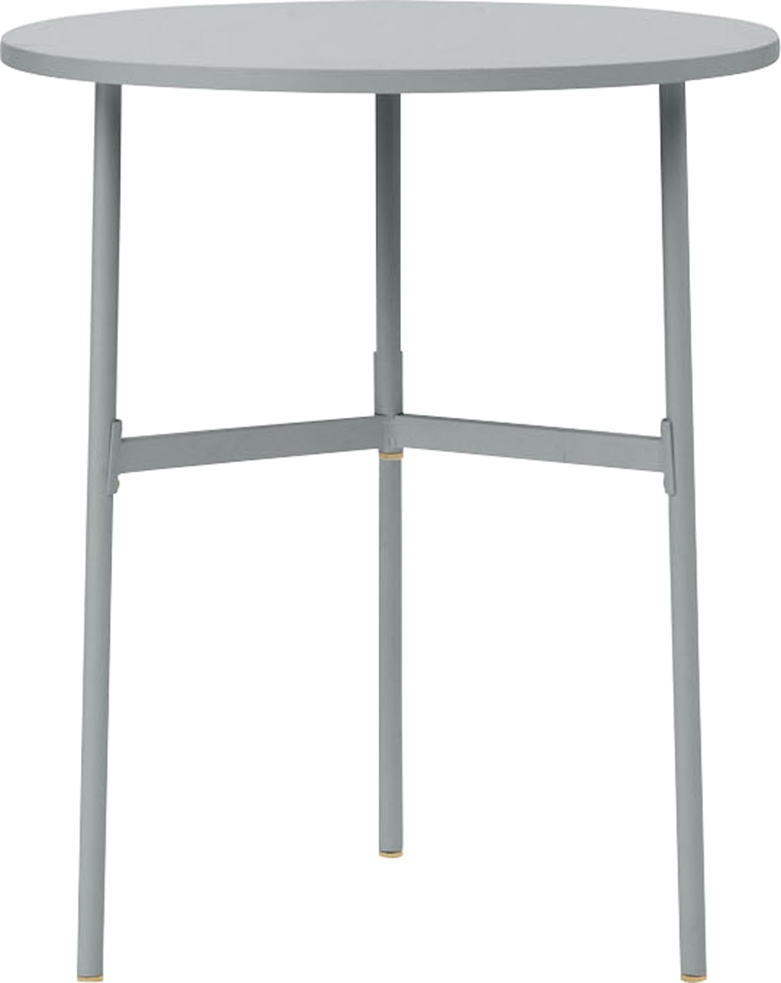Runder Union Bartisch: Minimalistisches Design, kratzfestes Laminat, elegante Messingdetails, ideal für Geselligkeit.