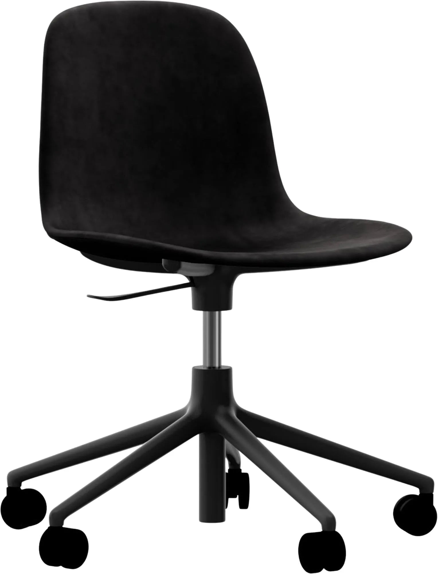 Eleganter Form Drehstuhl mit Rollen, perfekt für zeitgemäße Büros.
