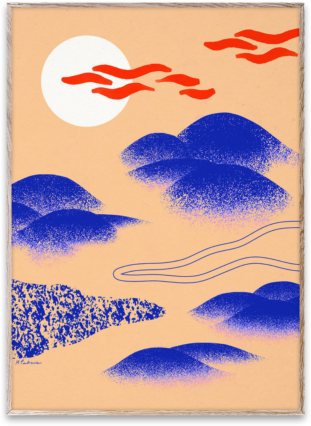 Japanese Hills  in Rosa / Blau / Rot präsentiert im Onlineshop von KAQTU Design AG. Bild ist von Paper Collective