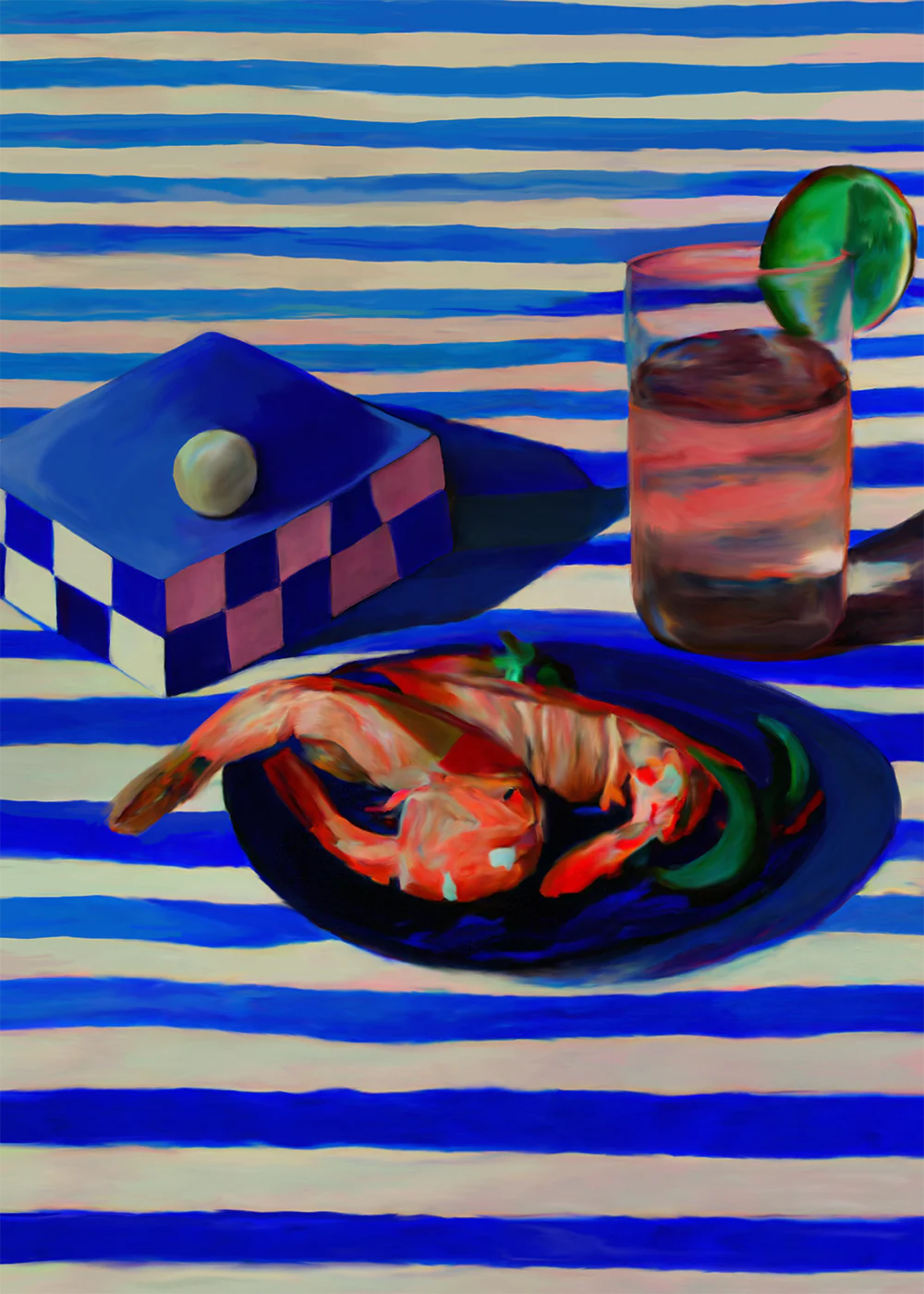 Shrimp & Stripes  in Blau / Weiss / Rot präsentiert im Onlineshop von KAQTU Design AG. Bild ist von Paper Collective