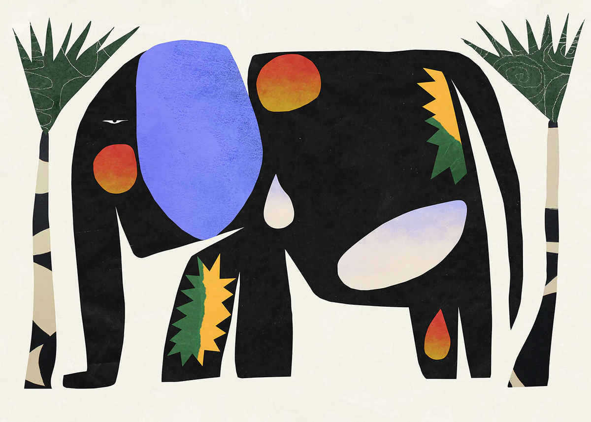 An Elephant that never forgets  in Multicolor präsentiert im Onlineshop von KAQTU Design AG. Bild ist von Paper Collective