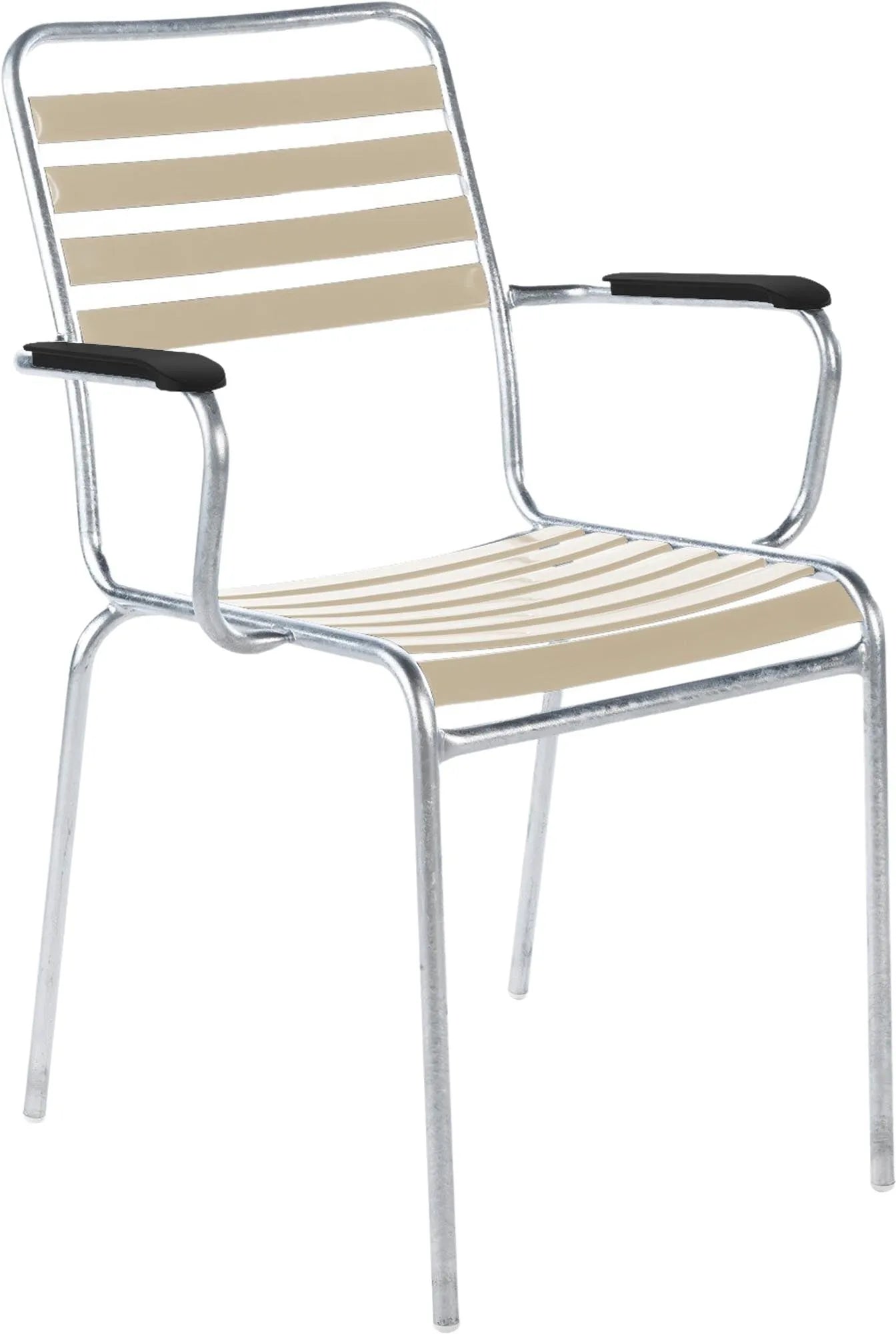 Lättlistuhl St.Moritz mit Armlehne in Pastellsand / Feuerverzinkt präsentiert im Onlineshop von KAQTU Design AG. Gartenstuhl mit Armlehnen ist von Schaffner