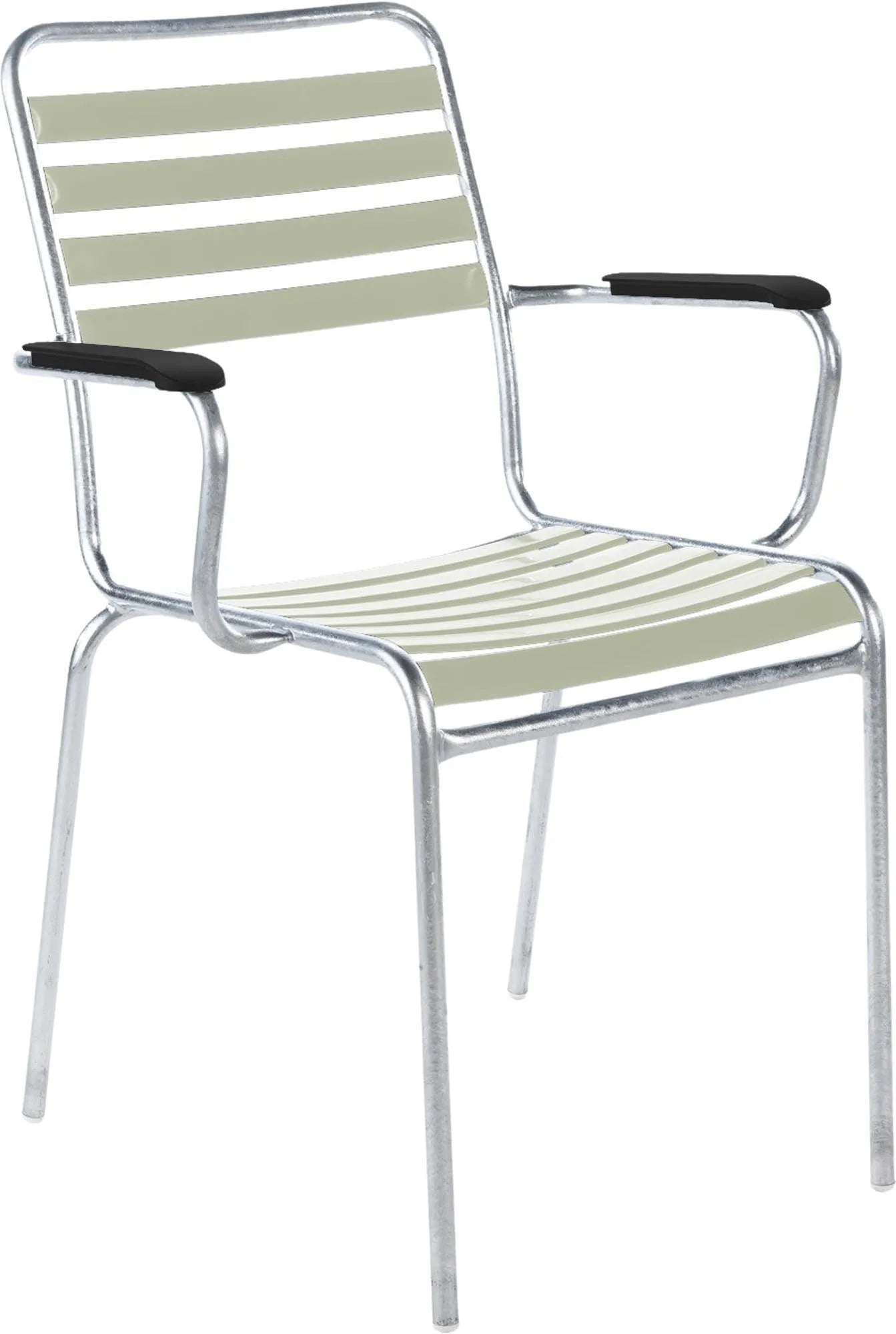 Lättlistuhl St.Moritz mit Armlehne in Pastellgrün / Feuerverzinkt präsentiert im Onlineshop von KAQTU Design AG. Gartenstuhl mit Armlehnen ist von Schaffner