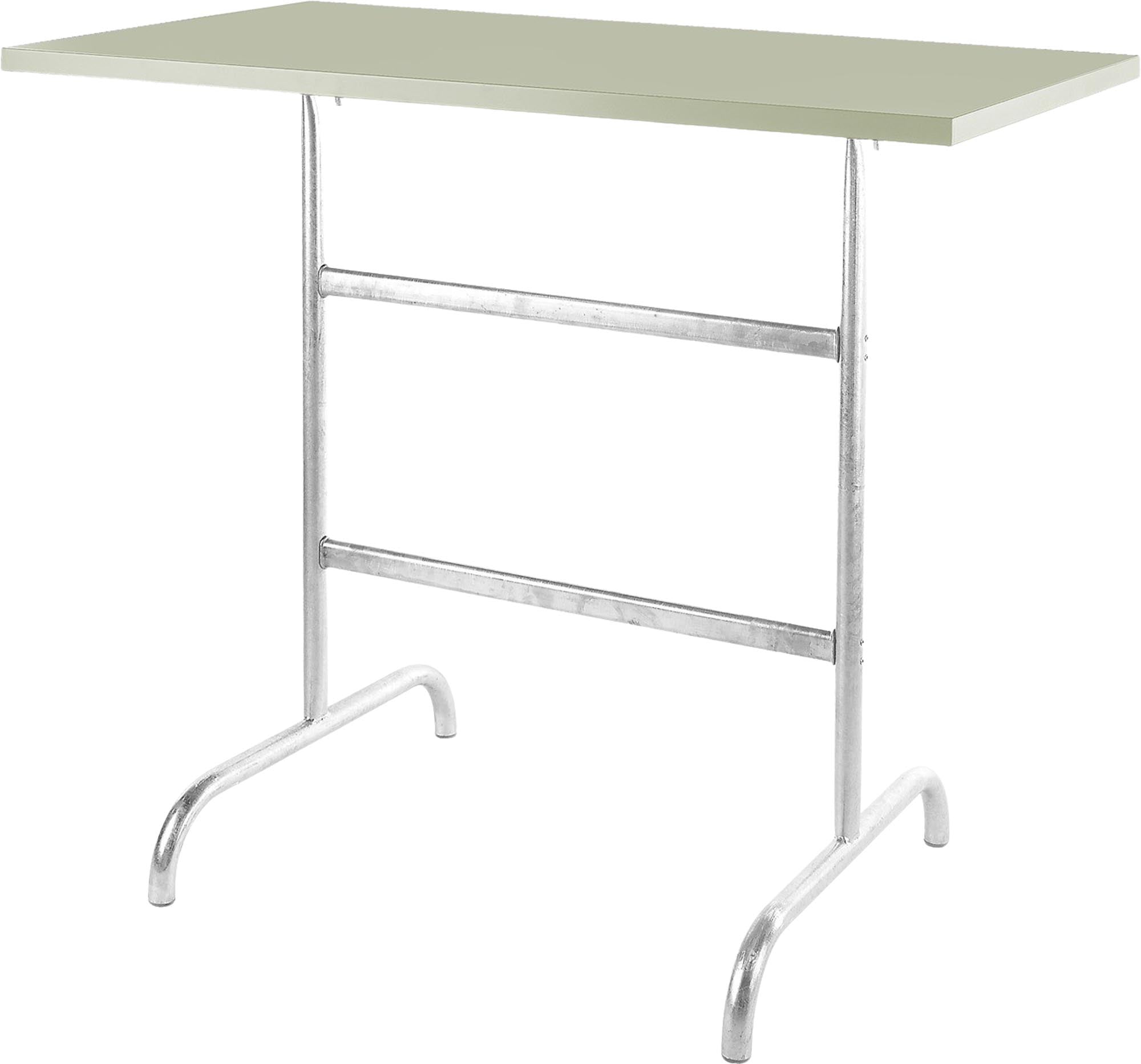 Hochwertiger, klappbarer Säntis Metall-Stehtisch 130x70/110 cm aus verzinktem Stahl, wetterfest, langlebig und leicht zu transportieren – ideal für Garten, Terrasse und Events.