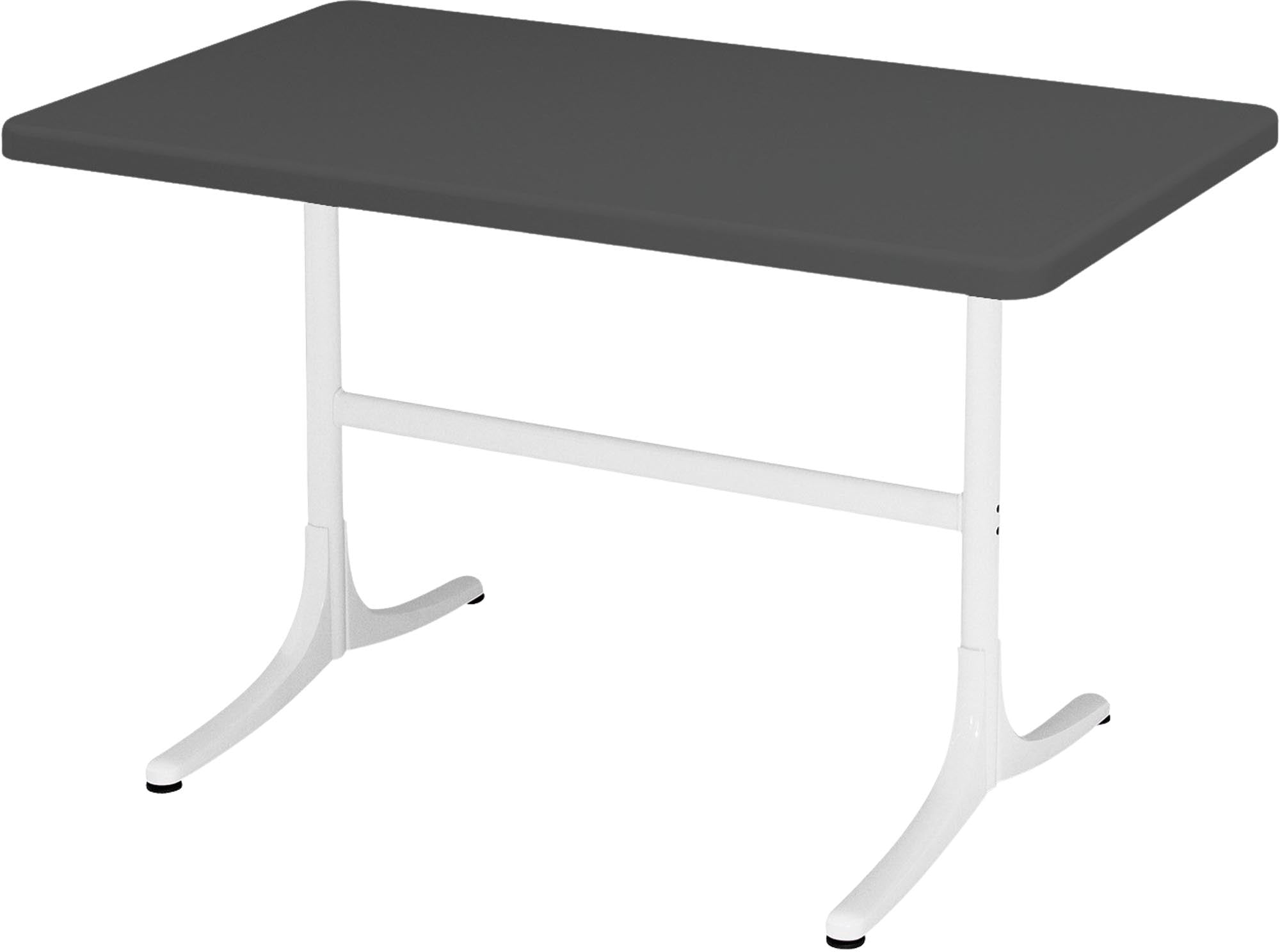 Moderner, wetterfester Glasfaser-Gartentisch 120x70 cm, klappbar, UV-beständig, langlebig, Schweizer Qualität – perfekt für Balkon, Terrasse oder Garten.