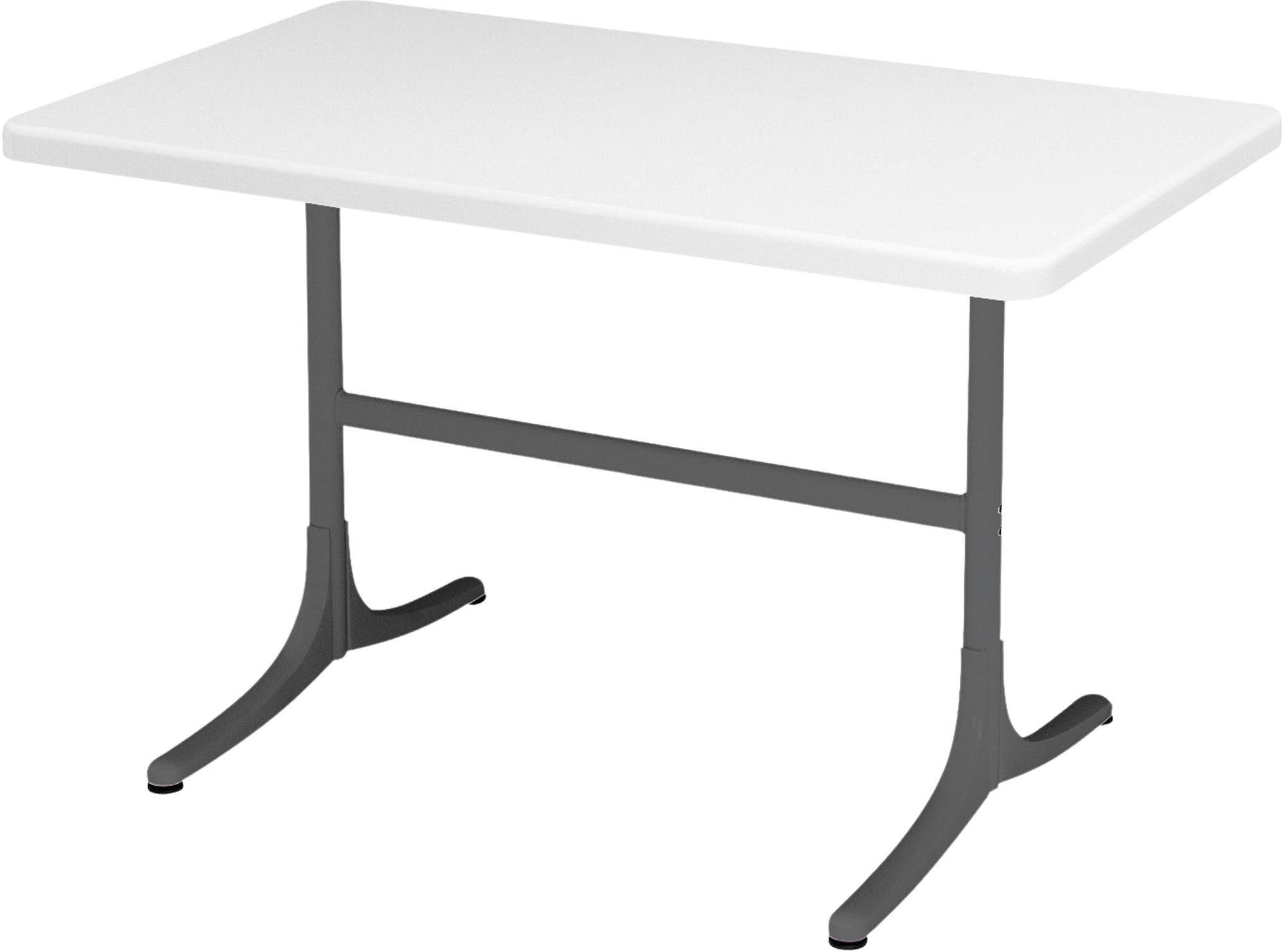 Moderner, wetterfester Glasfaser-Gartentisch 120x70 cm, klappbar, UV-beständig, langlebig, Schweizer Qualität – ideal für Balkon, Terrasse oder Garten.