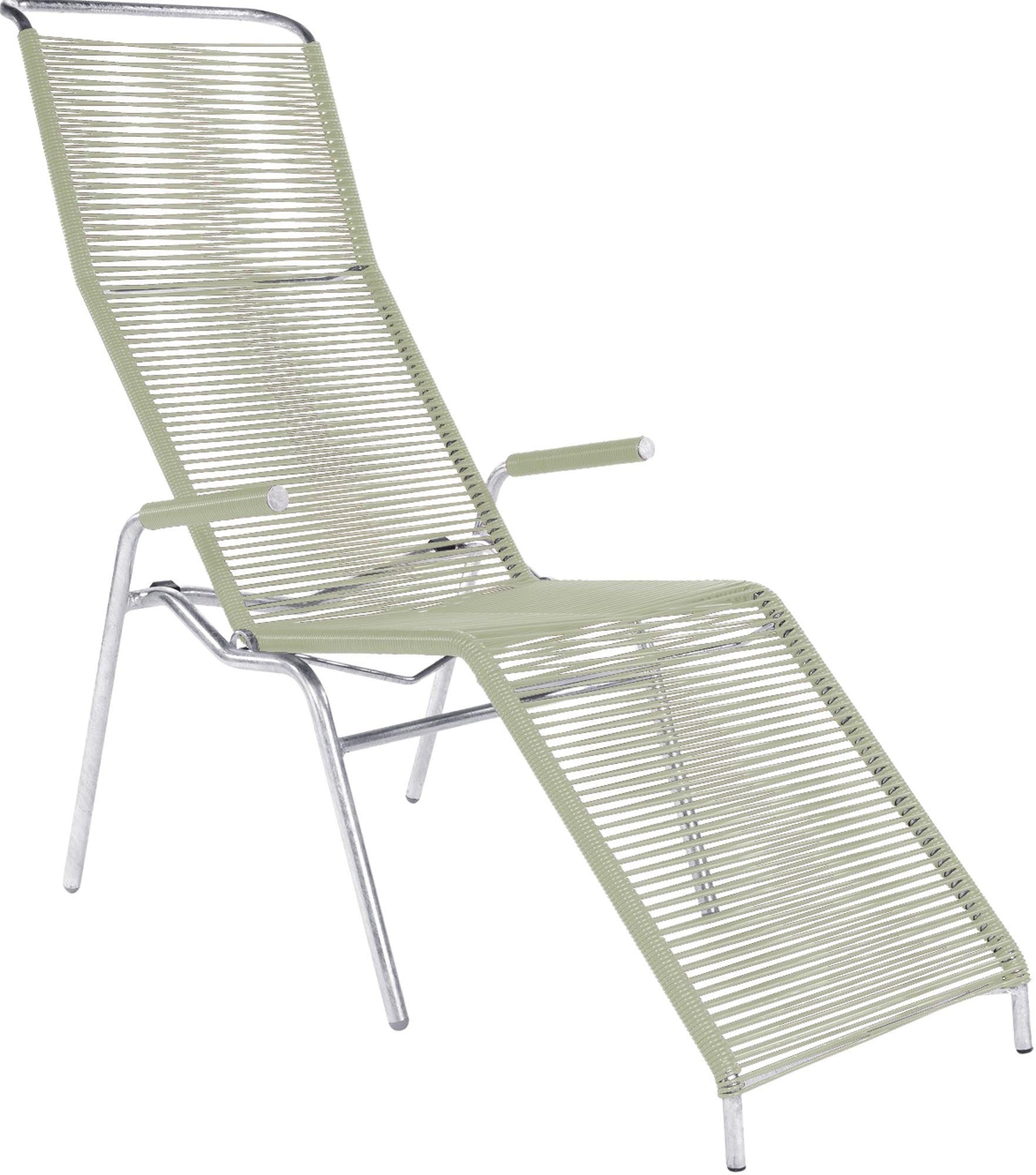 Eleganter Säntis Spaghetti Liegestuhl von Schaffner, wetterfest, robust und bequem. Ideal für Garten, Terrasse oder Balkon. Schweizer Qualität.