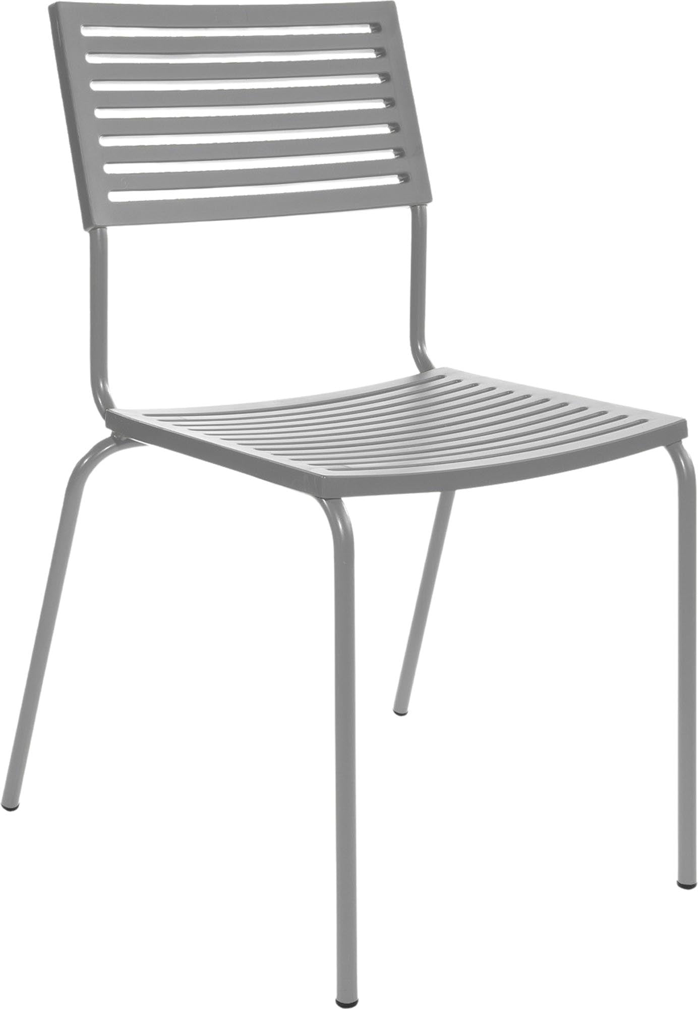 Bodensee Lamello-Gartenstuhl ohne Armlehne in Alusilber präsentiert im Onlineshop von KAQTU Design AG. Gartenstuhl ist von Schaffner