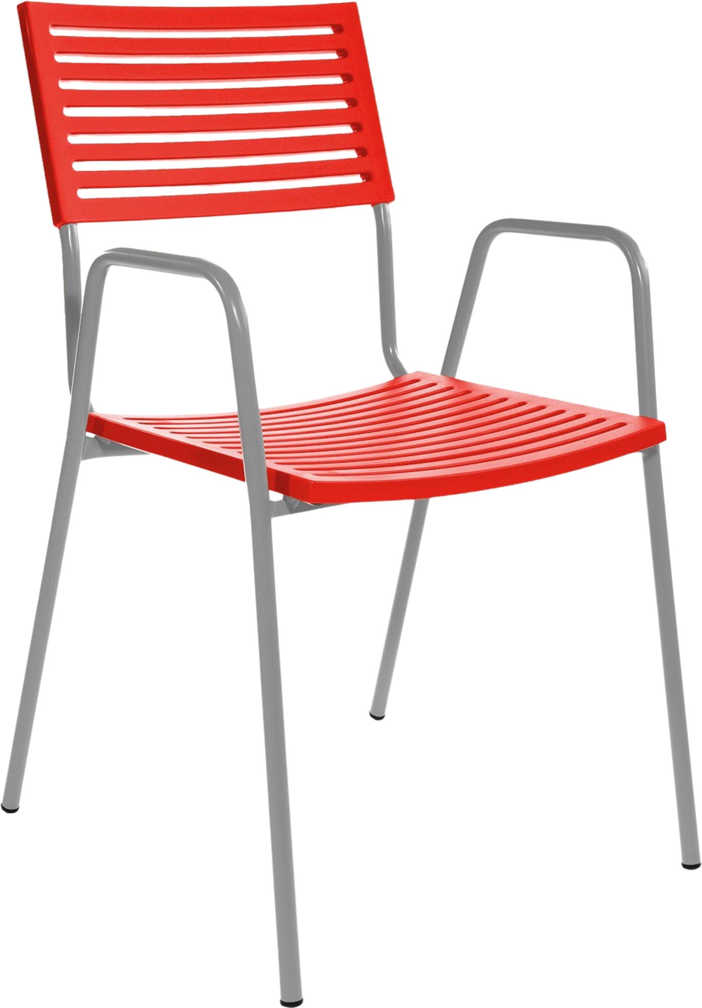 Schaffner Bodensee Lamello-Gartenstuhl mit Armlehne, wetterfest, UV-beständig, langlebig, modernes Design, pflegeleicht, in der Schweiz hergestellt.