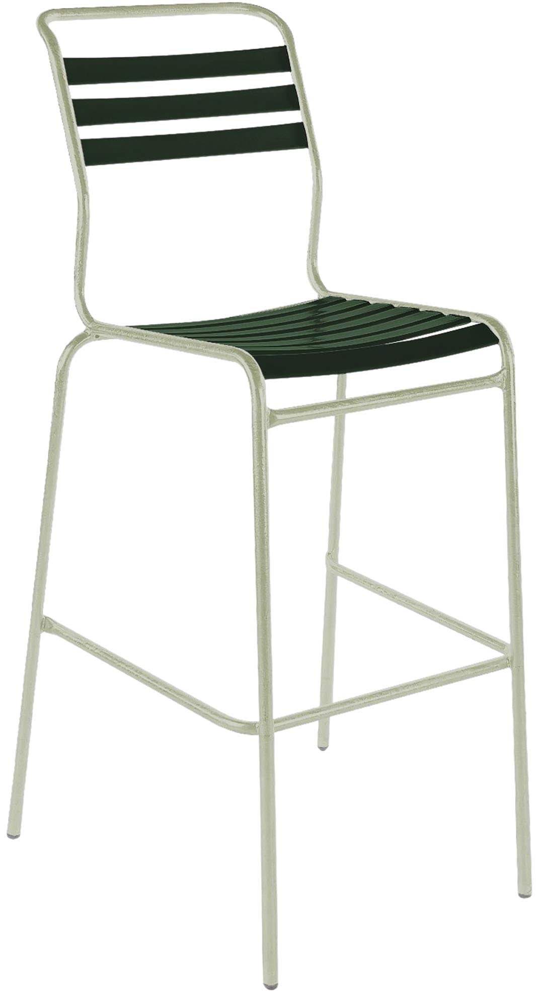 Moderner Säntis Lättli-Barstuhl für den Außenbereich, ohne Armlehnen, perfekt für entspannte Stunden auf der Terrasse oder im Garten.