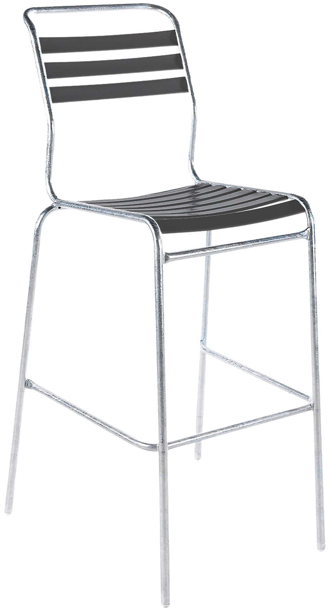 Eleganter Säntis Lättli-Barstuhl für den Außenbereich, ideal für entspannte Stunden im Garten oder auf der Terrasse, in stilvollem Design.