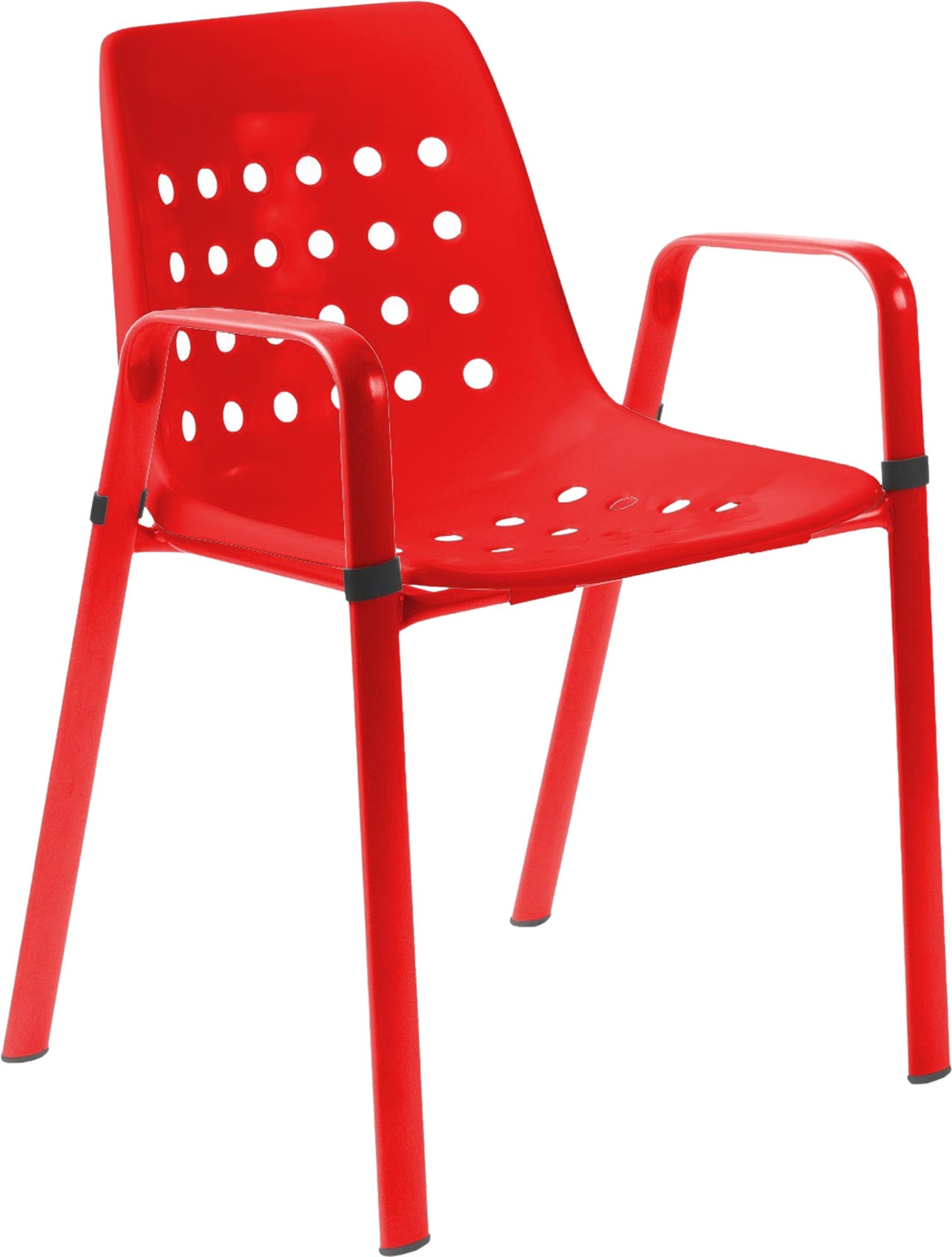 Bermuda Schalen-Gartenstuhl mit Armlehne rundoval in Rot präsentiert im Onlineshop von KAQTU Design AG. Gartenstuhl mit Armlehnen ist von Schaffner