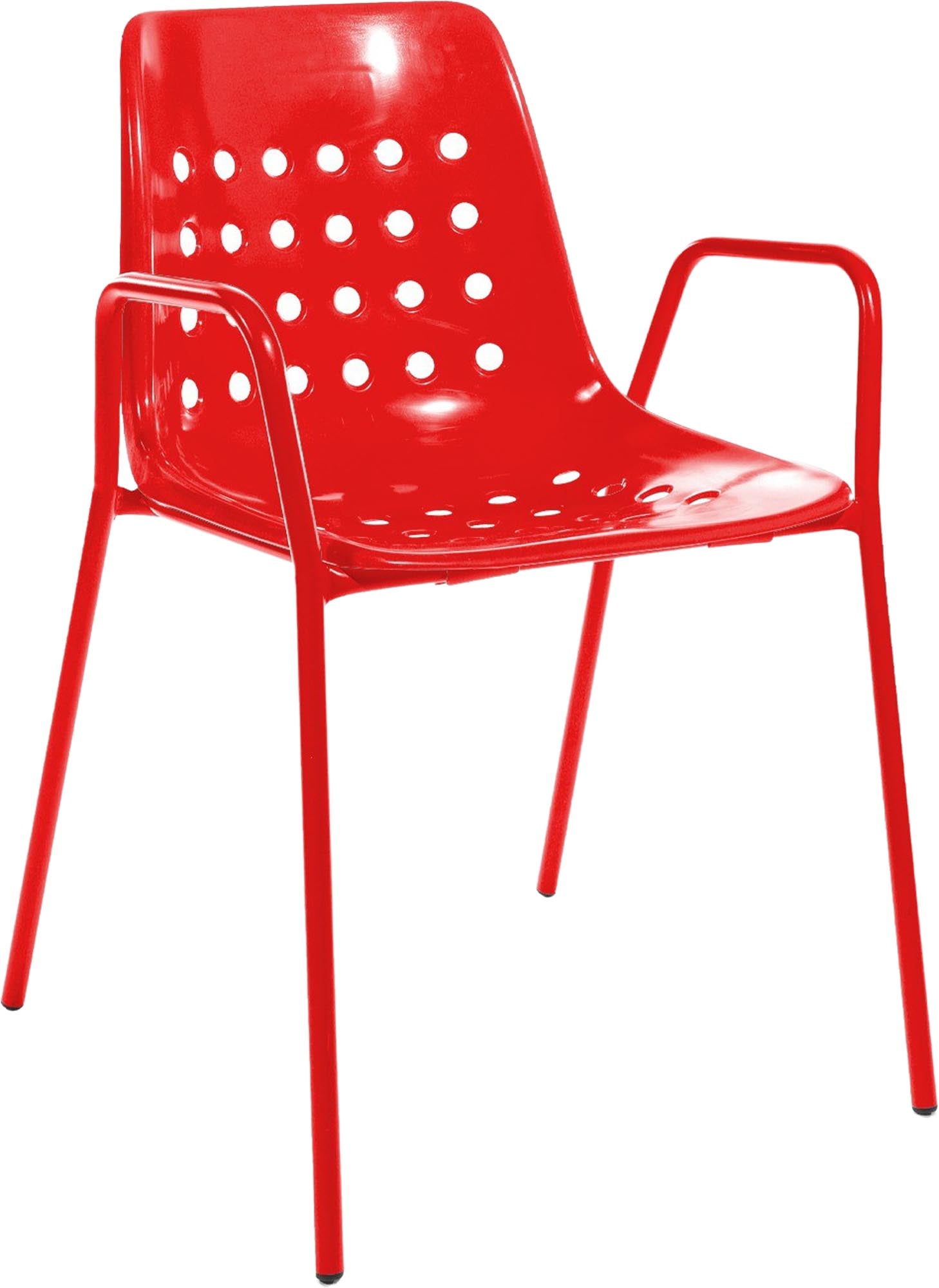 Bermuda Schalen-Gartenstuhl mit Armlehne rund in Rot präsentiert im Onlineshop von KAQTU Design AG. Gartenstuhl mit Armlehnen ist von Schaffner