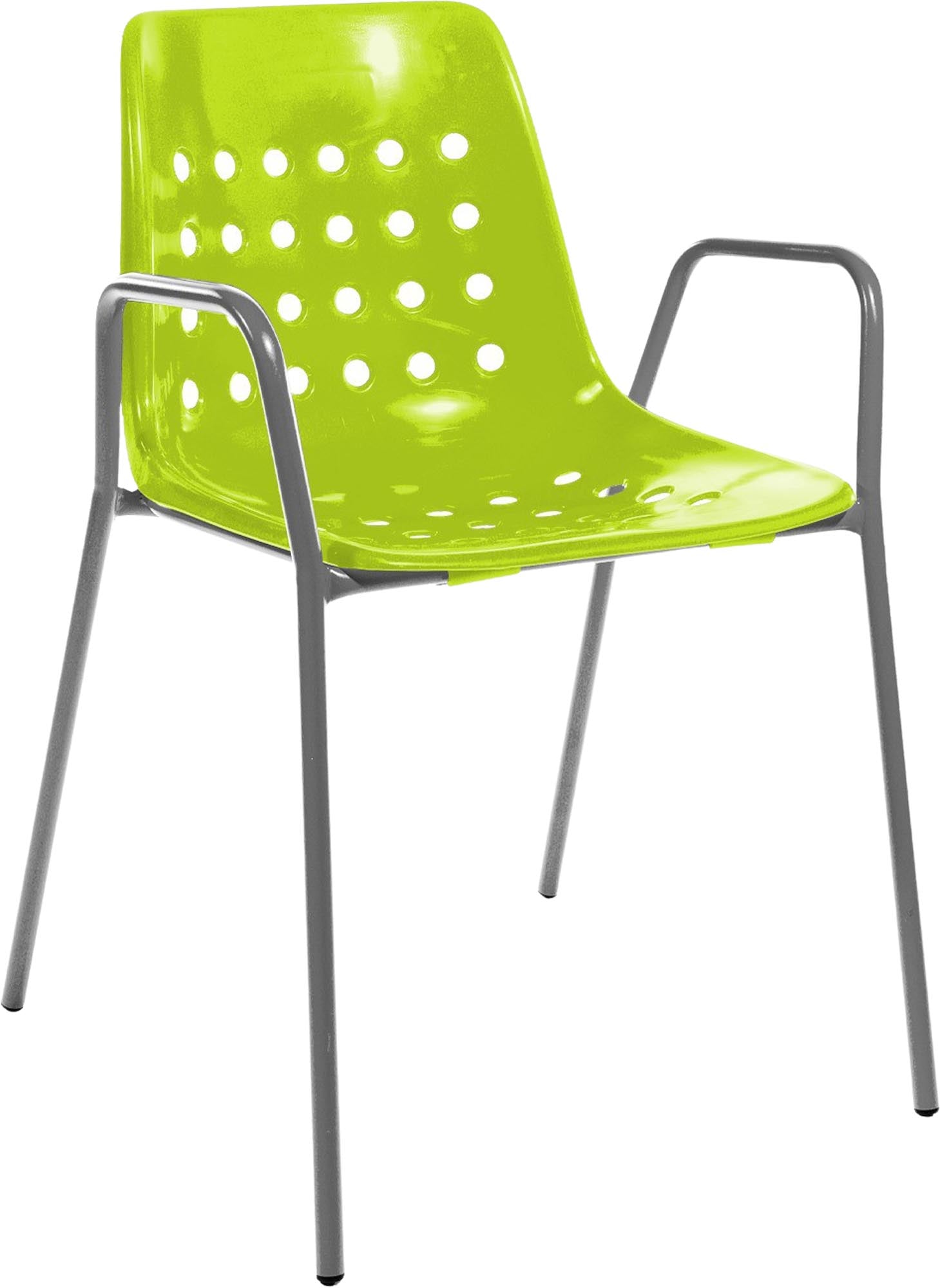 Bermuda Schalen-Gartenstuhl mit Armlehne rund in Hellgrün / Feuerverzinkt präsentiert im Onlineshop von KAQTU Design AG. Gartenstuhl mit Armlehnen ist von Schaffner