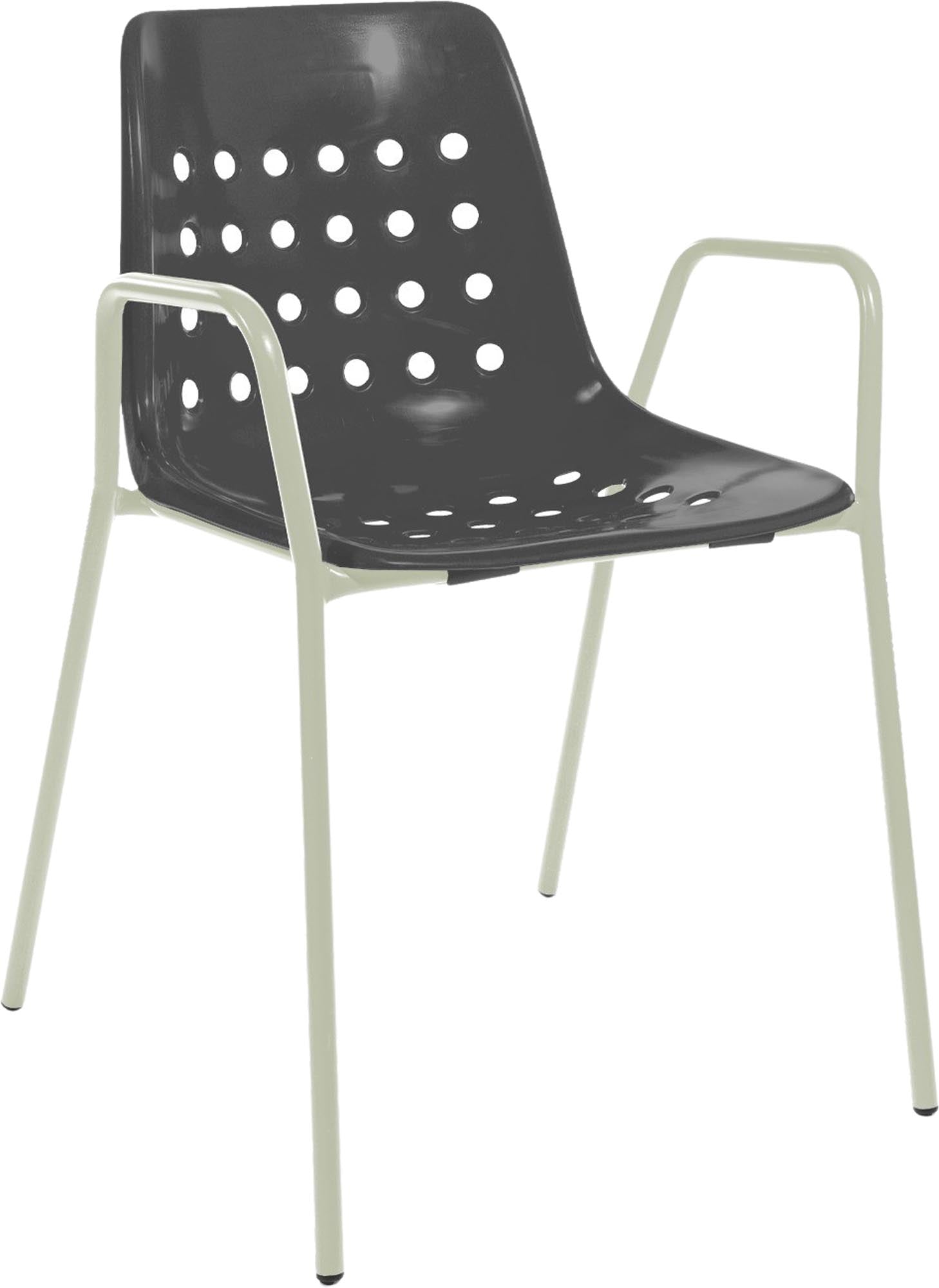 Bermuda Schalen-Gartenstuhl mit Armlehne rund in Anthrazit / Pastellgrün präsentiert im Onlineshop von KAQTU Design AG. Gartenstuhl mit Armlehnen ist von Schaffner