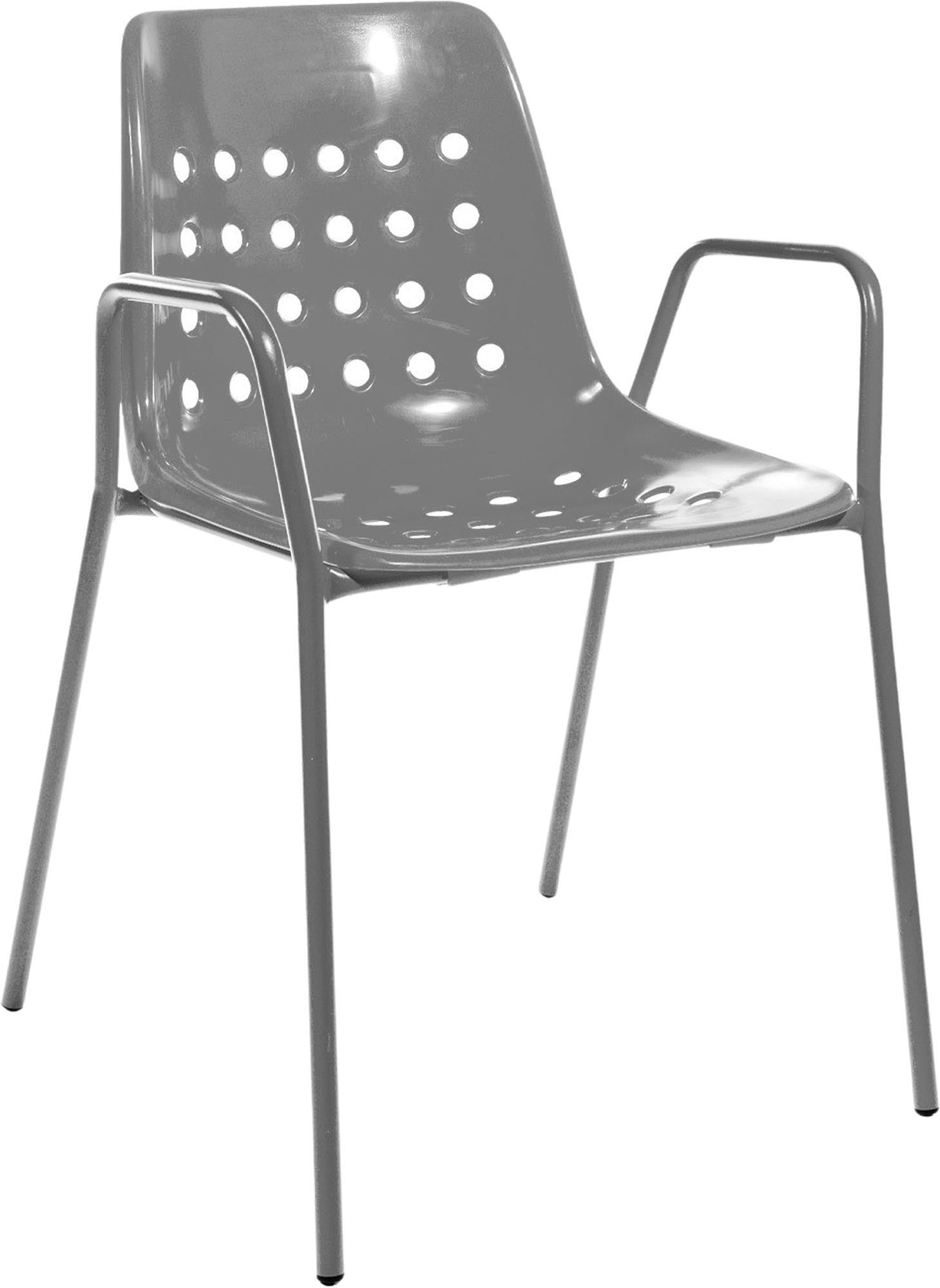 Bermuda Schalen-Gartenstuhl mit Armlehne rund in Alusilber / Feuerverzinkt präsentiert im Onlineshop von KAQTU Design AG. Gartenstuhl mit Armlehnen ist von Schaffner