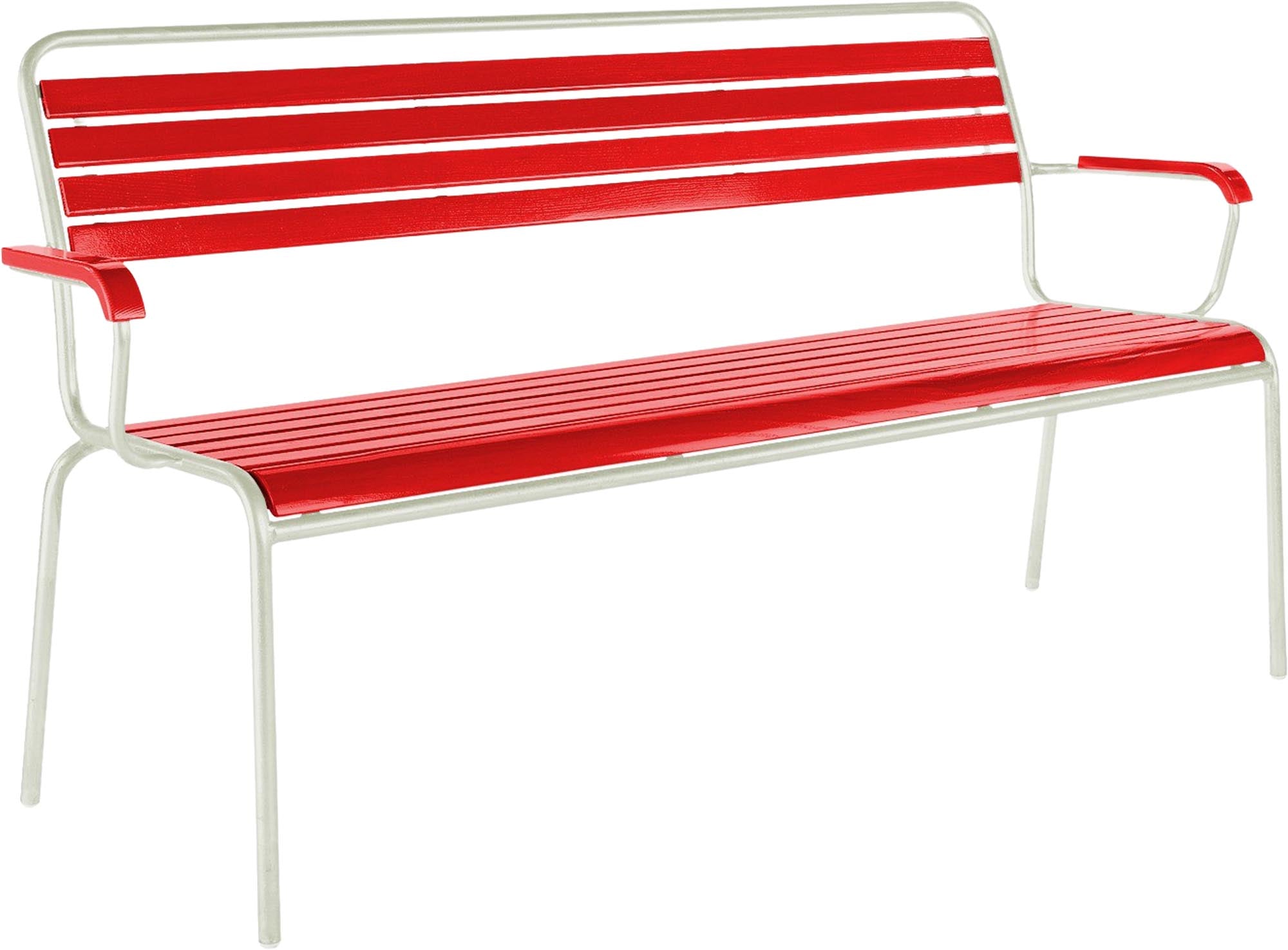 Panca da giardino Rigi a 3 posti a doghe di legno con braccioli