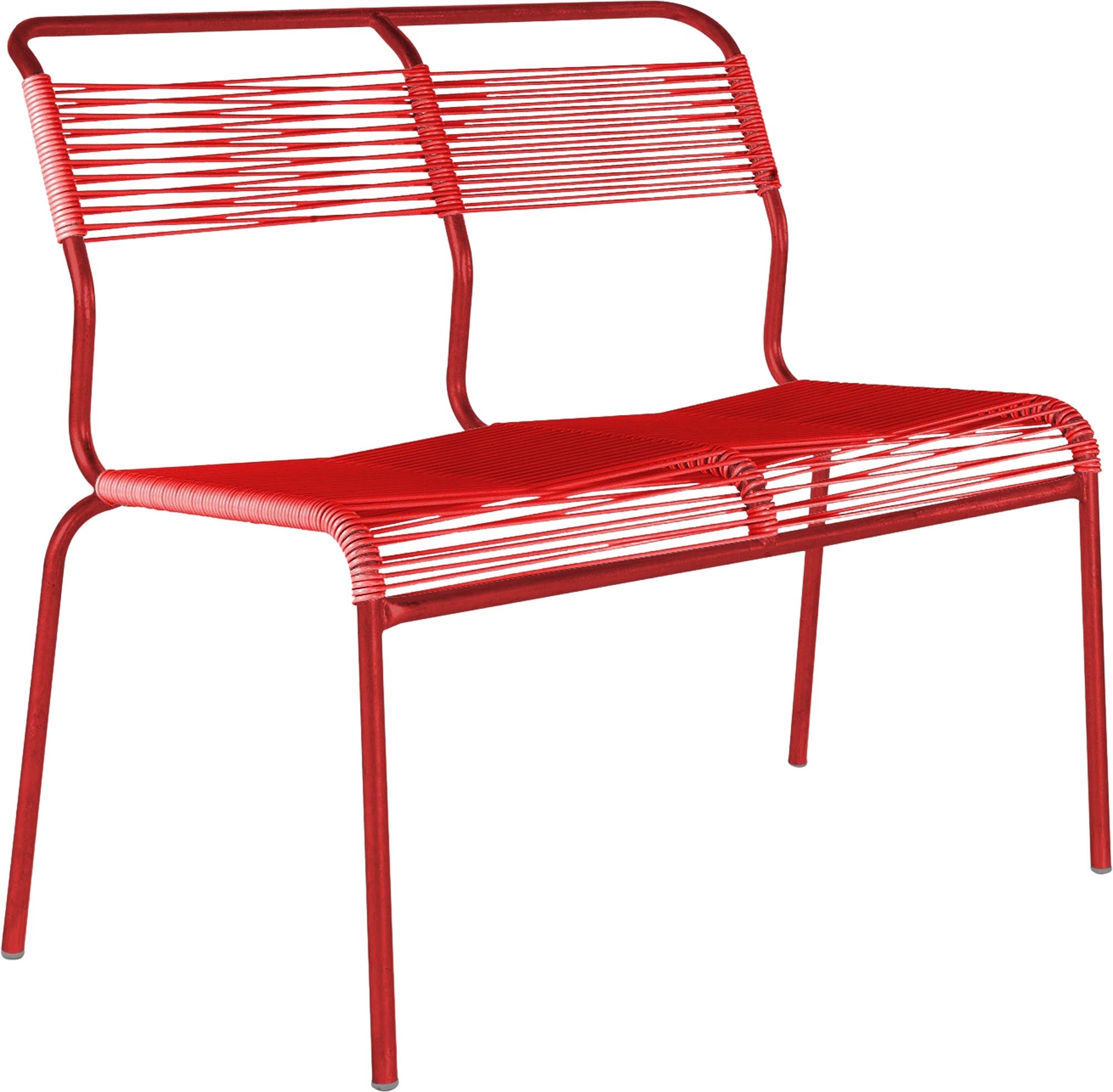 Säntis Spaghetti-2er Gartenbank ohne Armlehne in Rot präsentiert im Onlineshop von KAQTU Design AG. Gartenbank ist von Schaffner