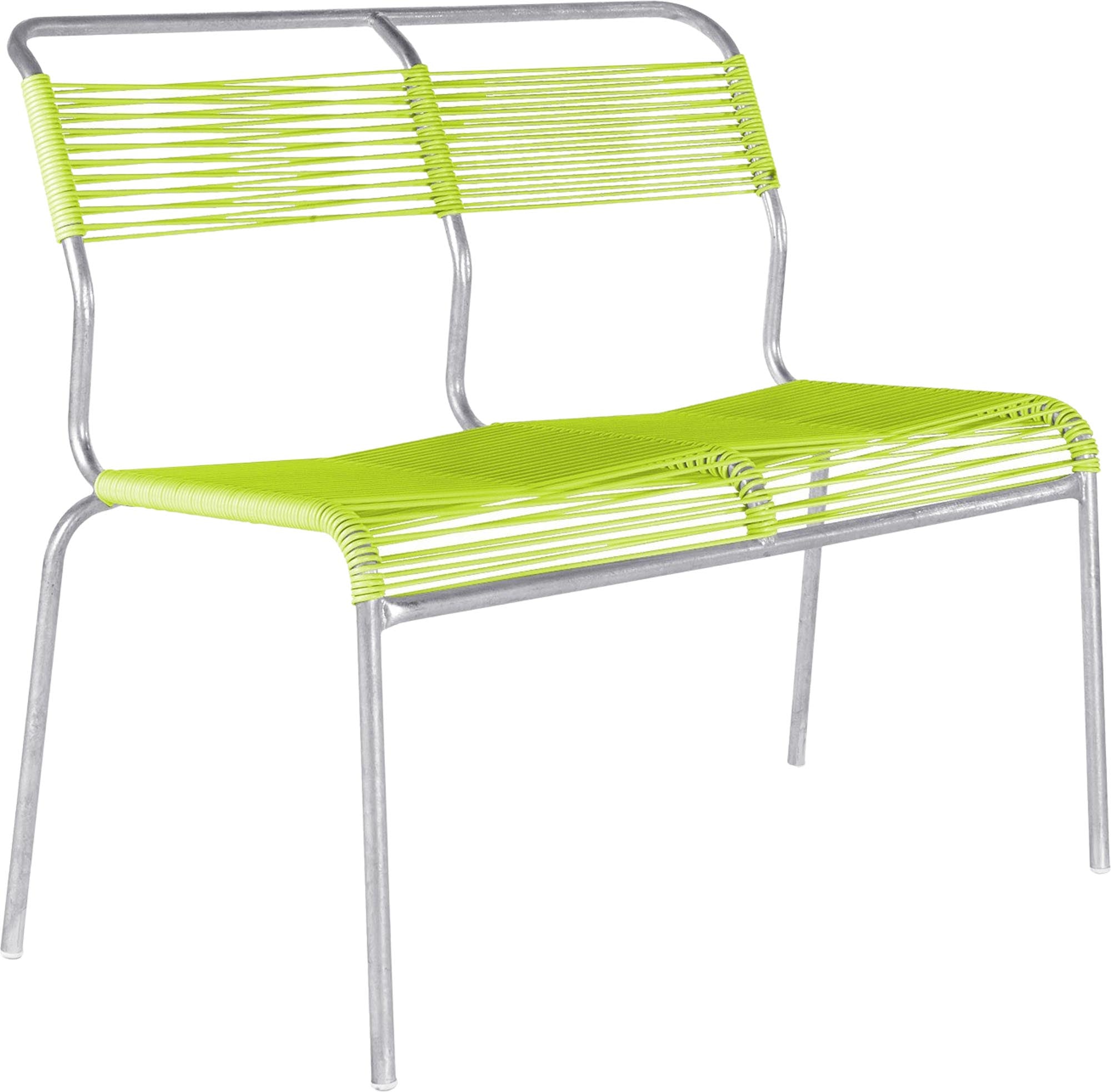 Säntis Spaghetti-2er Gartenbank ohne Armlehne in Hellgrün / Feuerverzinkt präsentiert im Onlineshop von KAQTU Design AG. Gartenbank ist von Schaffner