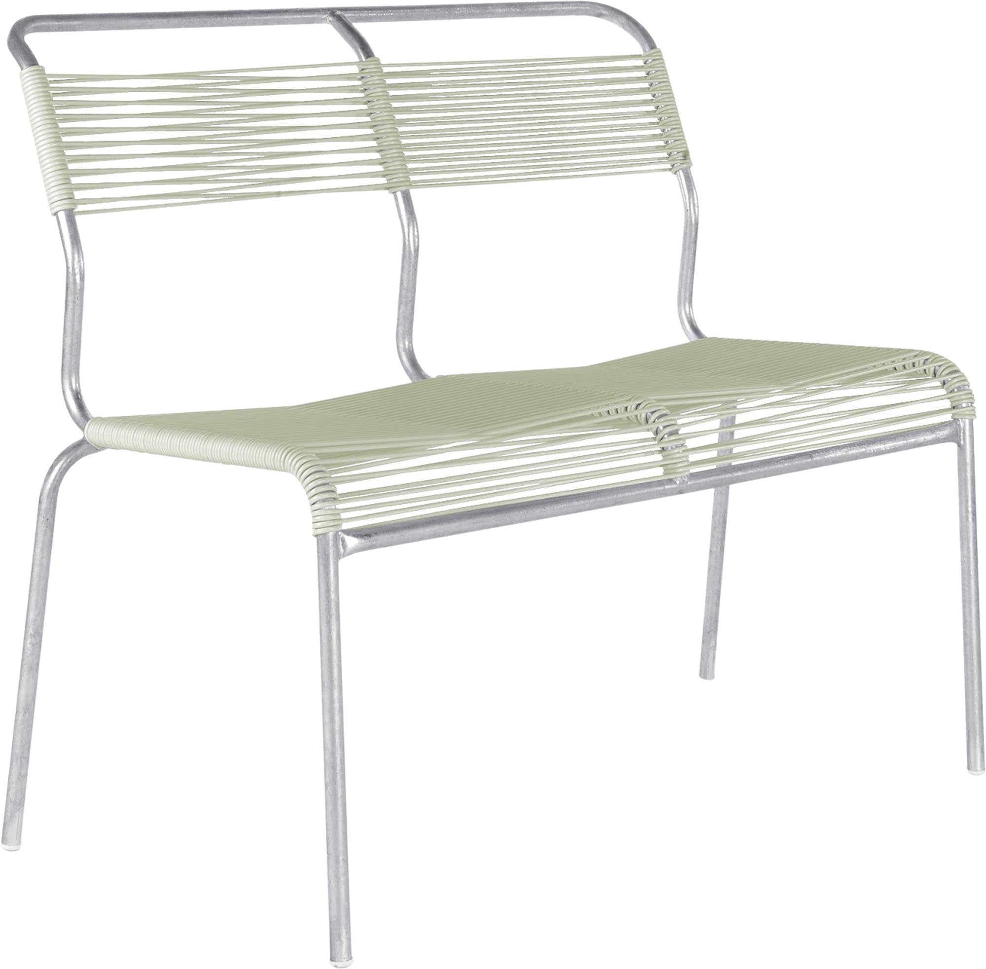 Säntis Spaghetti-2er Gartenbank ohne Armlehne in Pastellgrün / Feuerverzinkt präsentiert im Onlineshop von KAQTU Design AG. Gartenbank ist von Schaffner