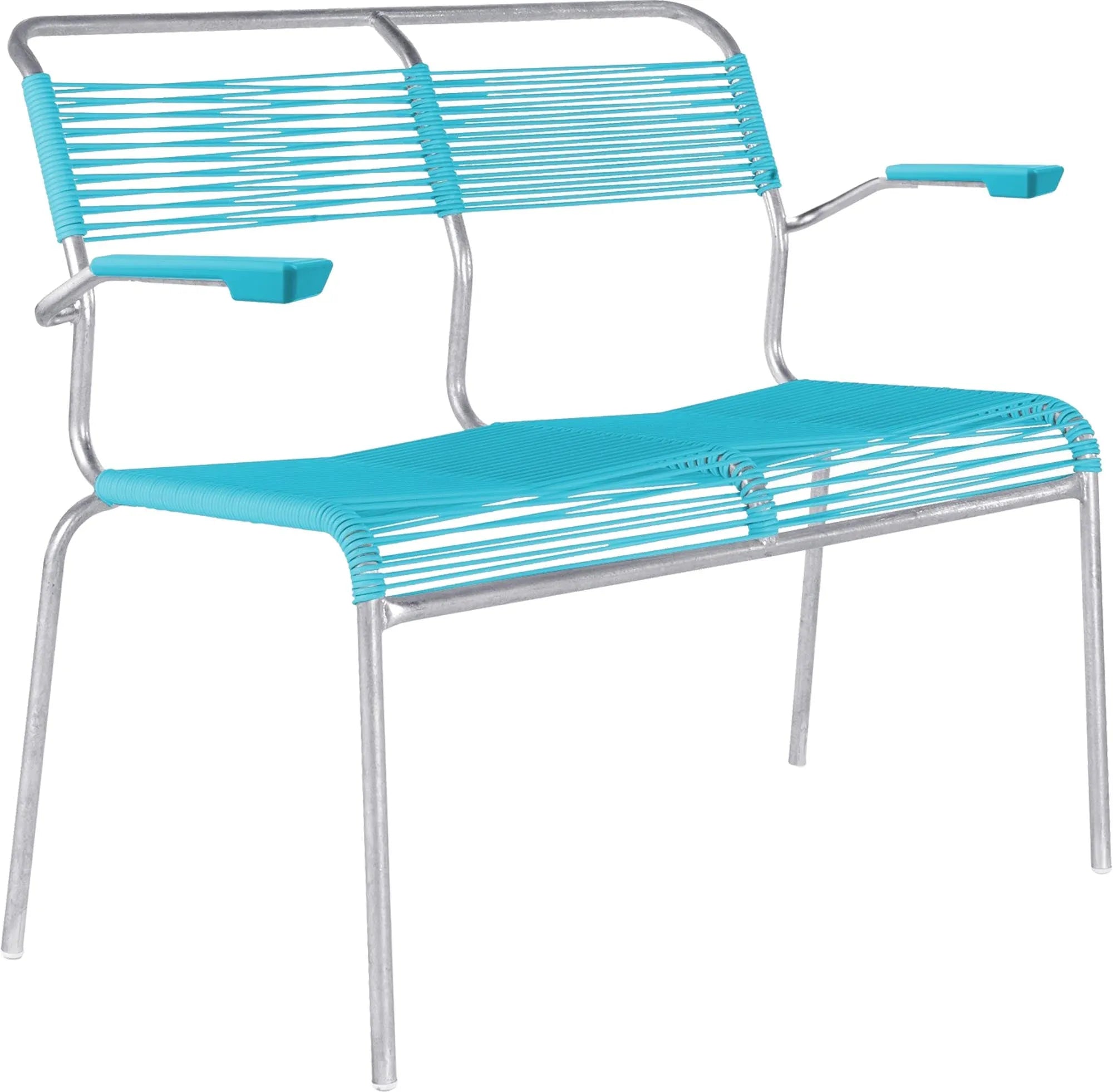 Elegante Säntis 2er Bank mit Armlehnen für den Garten von Schaffner.