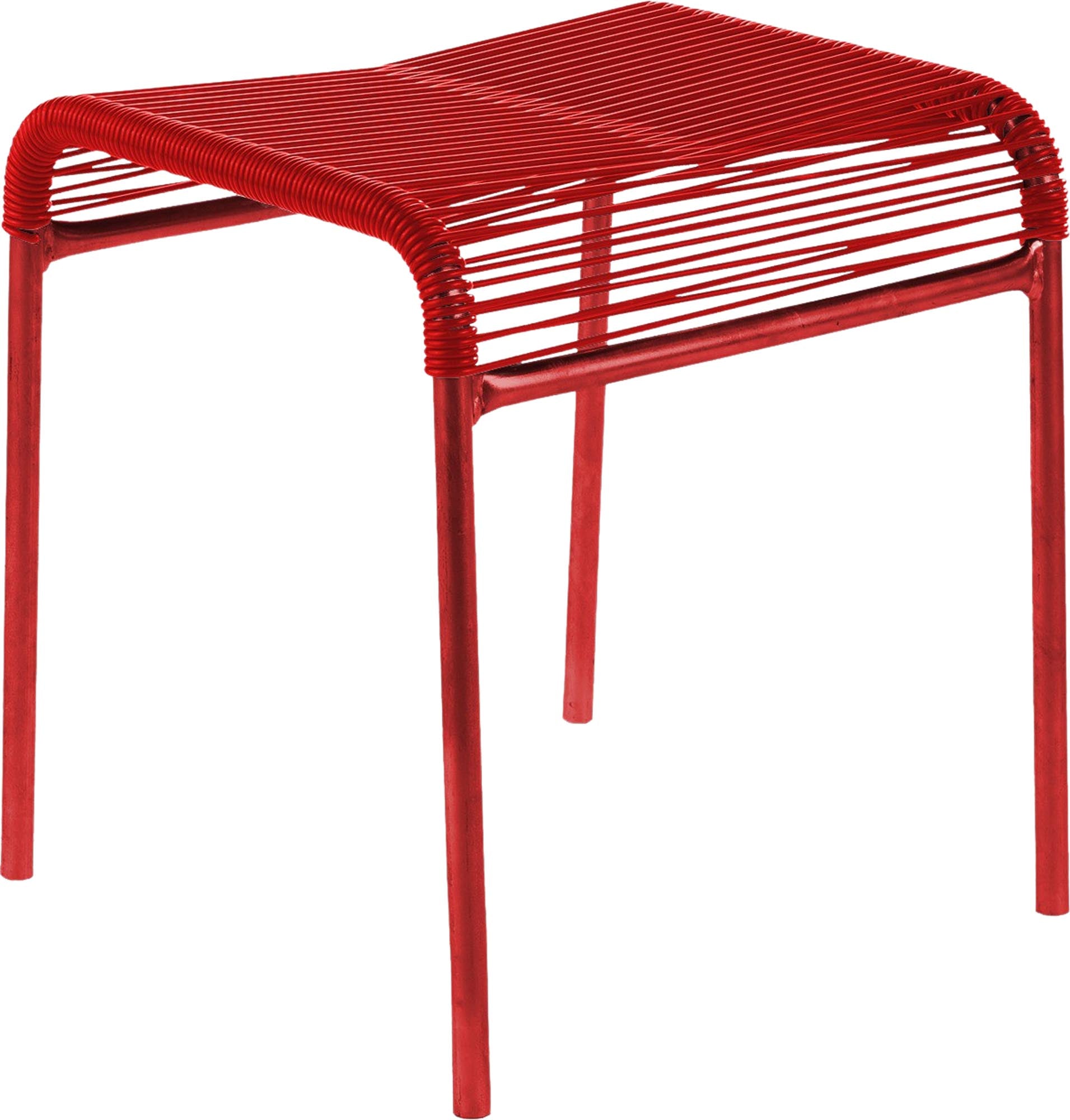 Schaffner Säntis Spaghetti-1er-Hocker: Eleganter, wetterfester Outdoor-Hocker aus nachhaltigem OceanYarn®, Schweizer Handwerkskunst, langlebig, pflegeleicht und vielseitig.