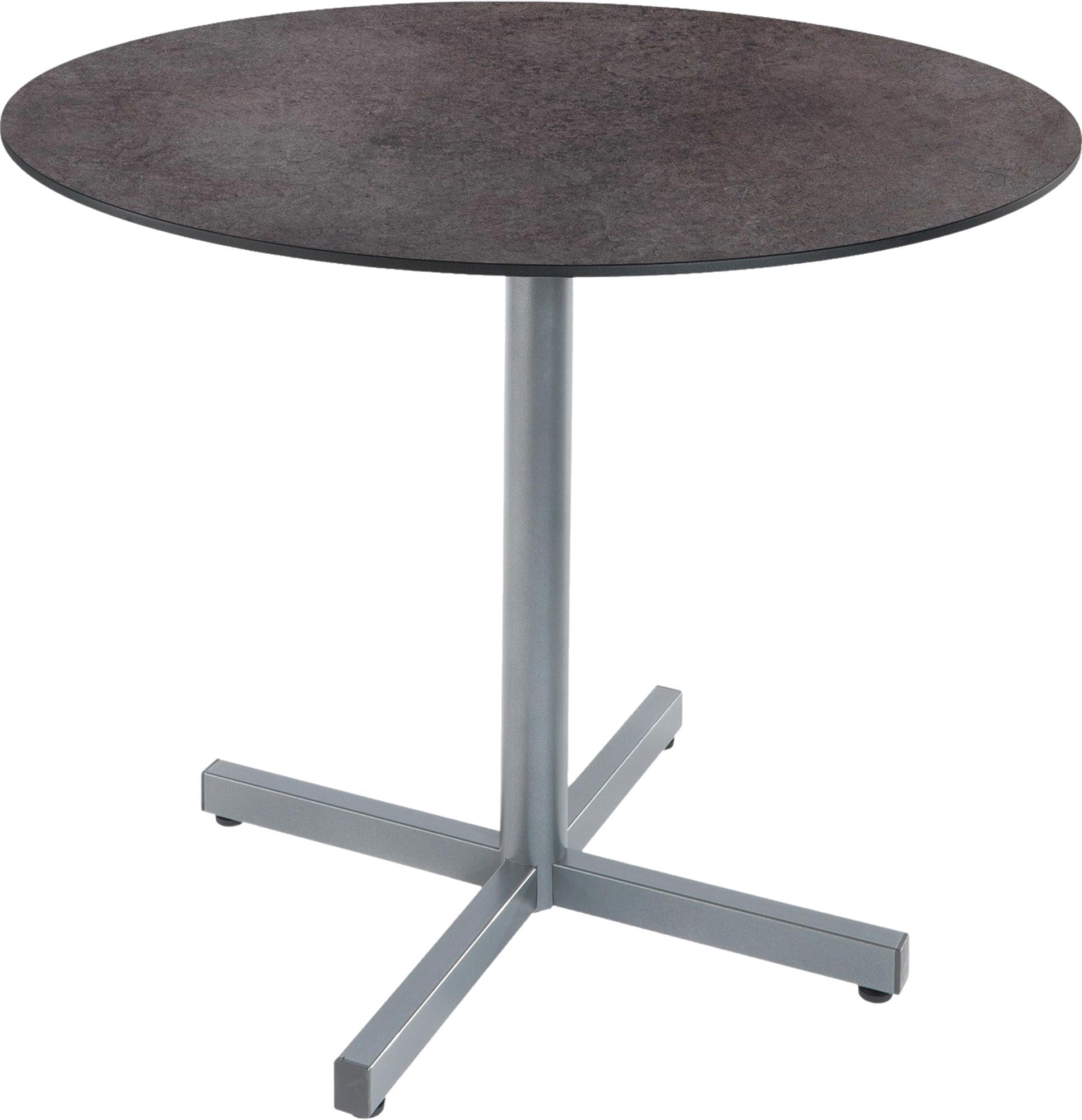 Luzern Glasfaser-Gartentisch Decor ø80 klappbar in Cooperfield / Alusilber präsentiert im Onlineshop von KAQTU Design AG. Gartentisch ist von Schaffner