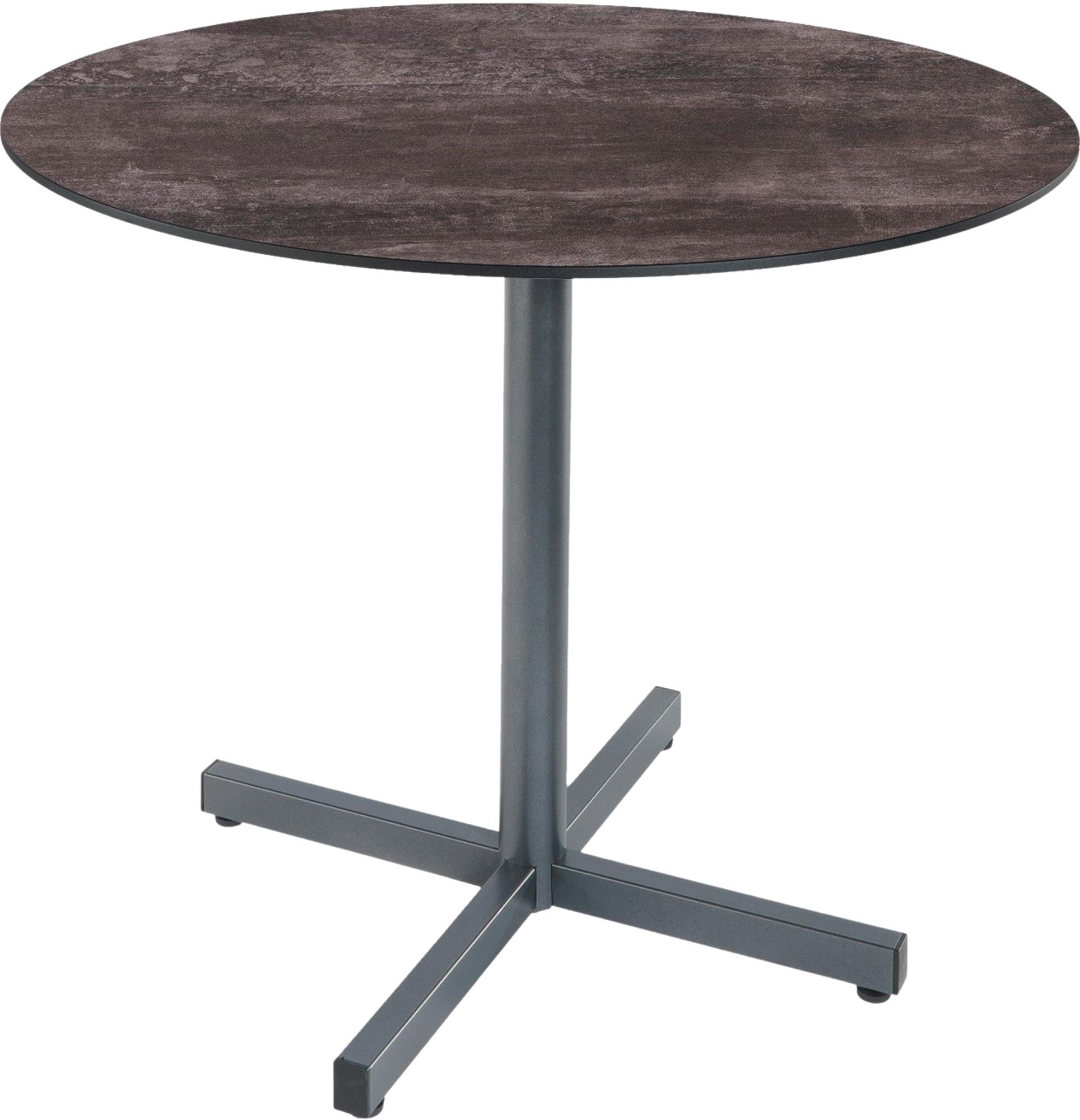 Luzern Glasfaser-Gartentisch Decor ø100 klappbar in Stromboli dunkel / Graphit präsentiert im Onlineshop von KAQTU Design AG. Gartentisch ist von Schaffner