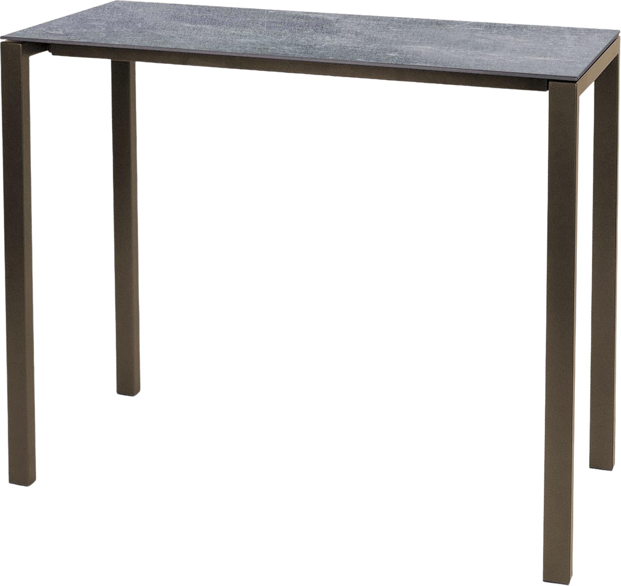 Moderner, wetterfester Glasfaser-Stehtisch 140x60 aus Schweizer Produktion, langlebig, pflegeleicht und vielseitig für Garten, Terrasse oder Gastronomie.