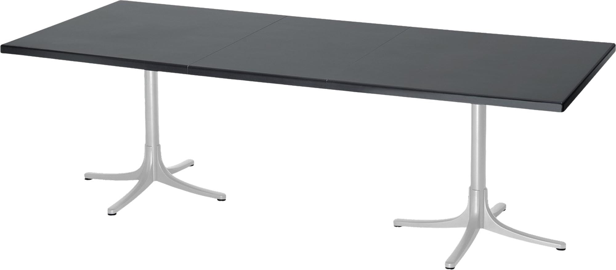 Eleganter, ausziehbarer Fiberglastisch von Schaffner, wetterfest und langlebig, perfekt für Garten und Terrasse.