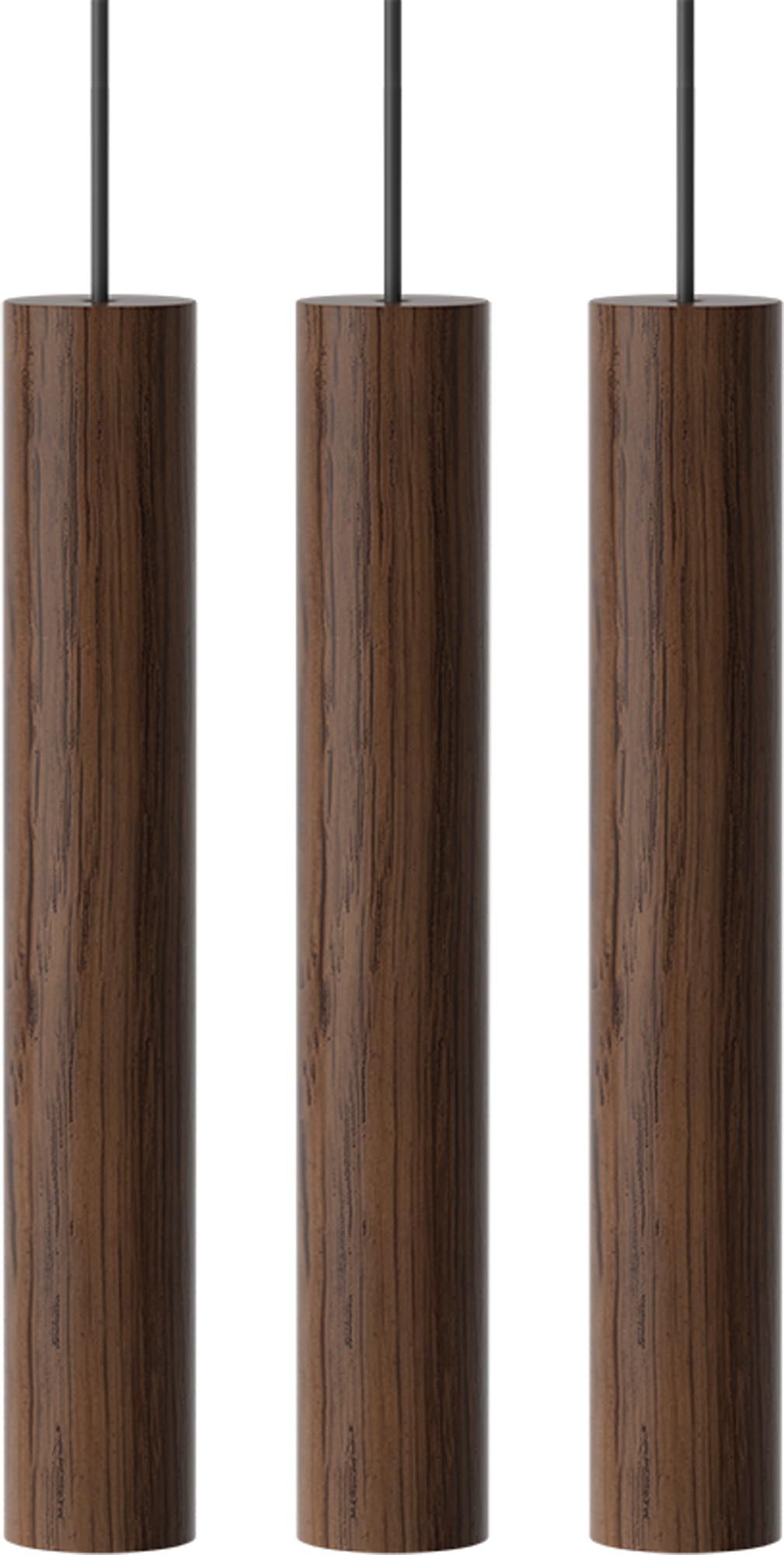 Umage Chimes Trio: Minimalistische Eichenholz-Lampenschirme im Set.