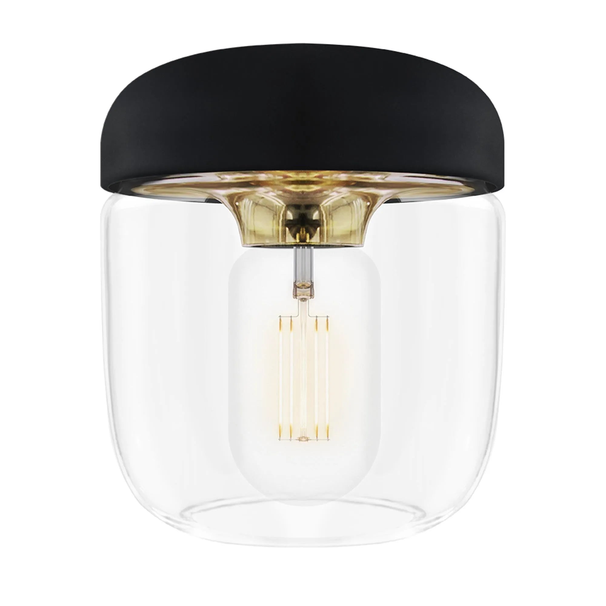 Der Acorn Lampenschirm von Umage, inspiriert von Eicheln, vereint Silikon, Glas und Metall zu einem leuchtenden Design.