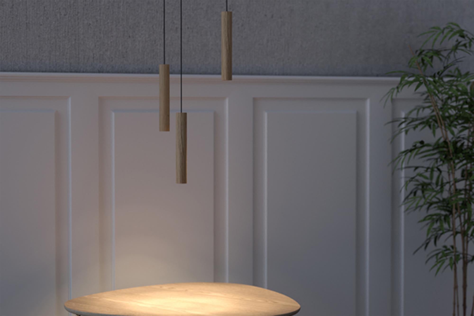 Elegante Umage Chimes Pendelleuchte aus Eiche für zeitlose Räume.