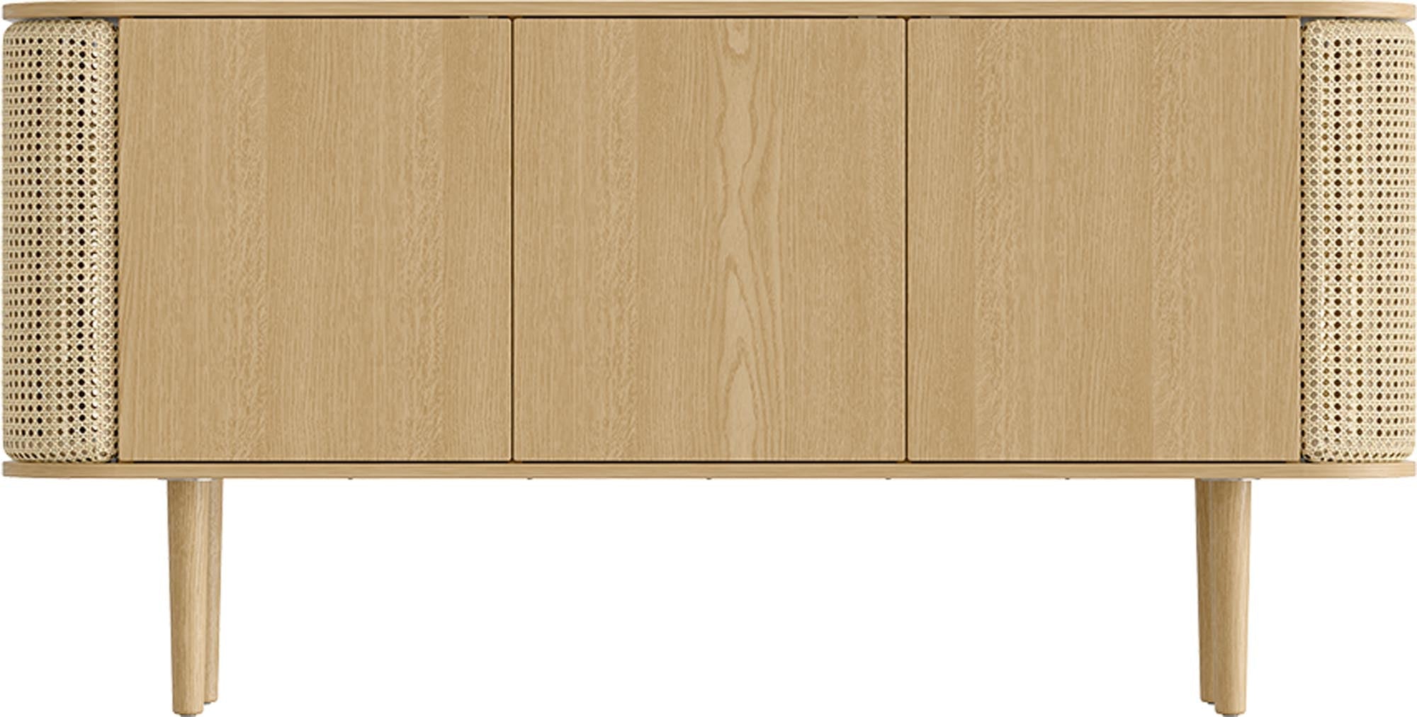 Elegantes Sideboard aus heller Eiche, skandinavisches Design, großzügiger Stauraum, vielseitig, langlebig.
