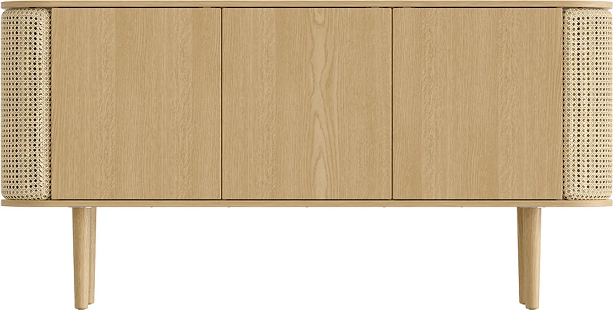 Elegantes Sideboard aus heller Eiche, skandinavisches Design, großzügiger Stauraum, vielseitig, langlebig.